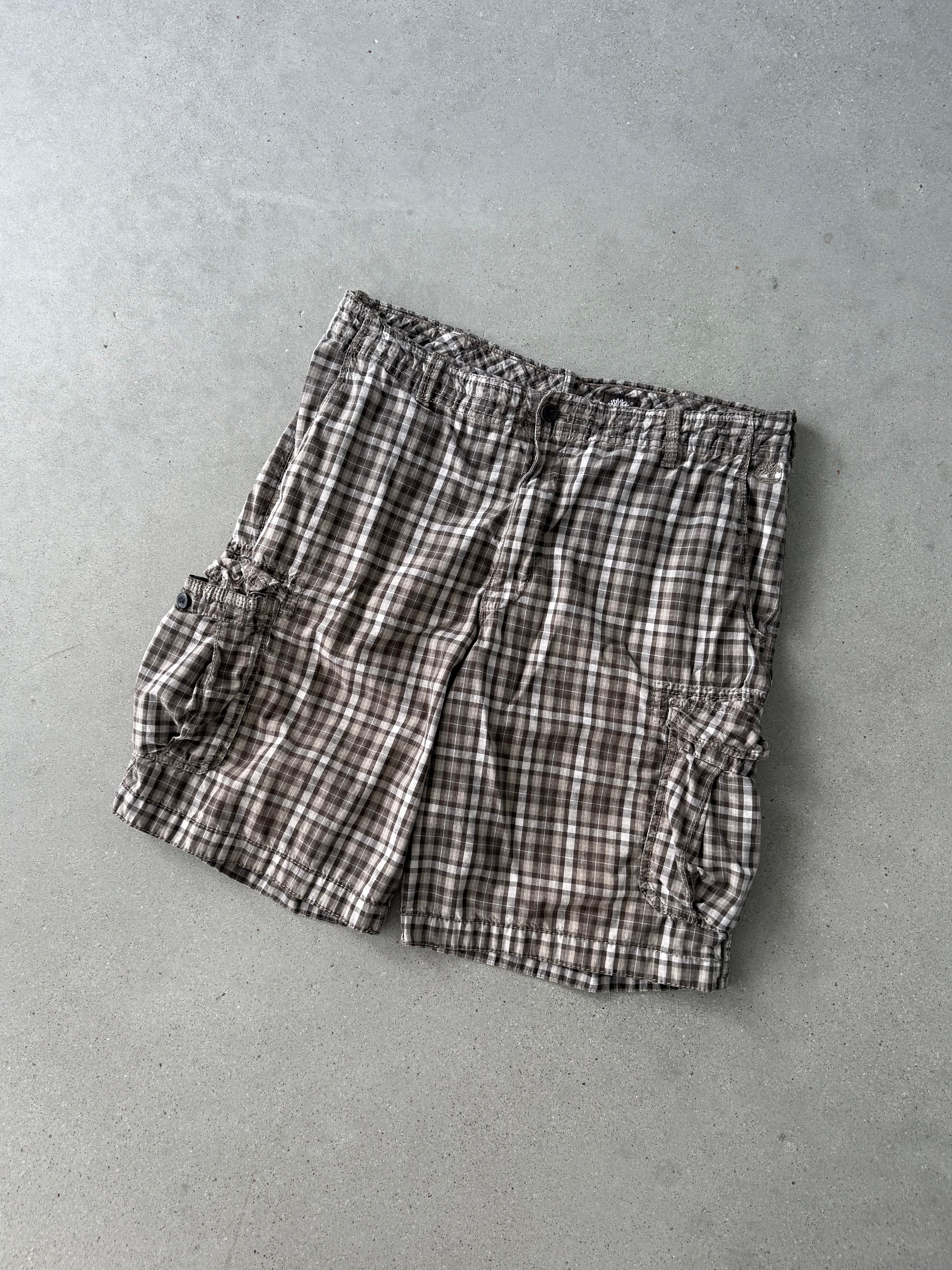 Vintage Timberland Plaid Cargo Shorts - 36