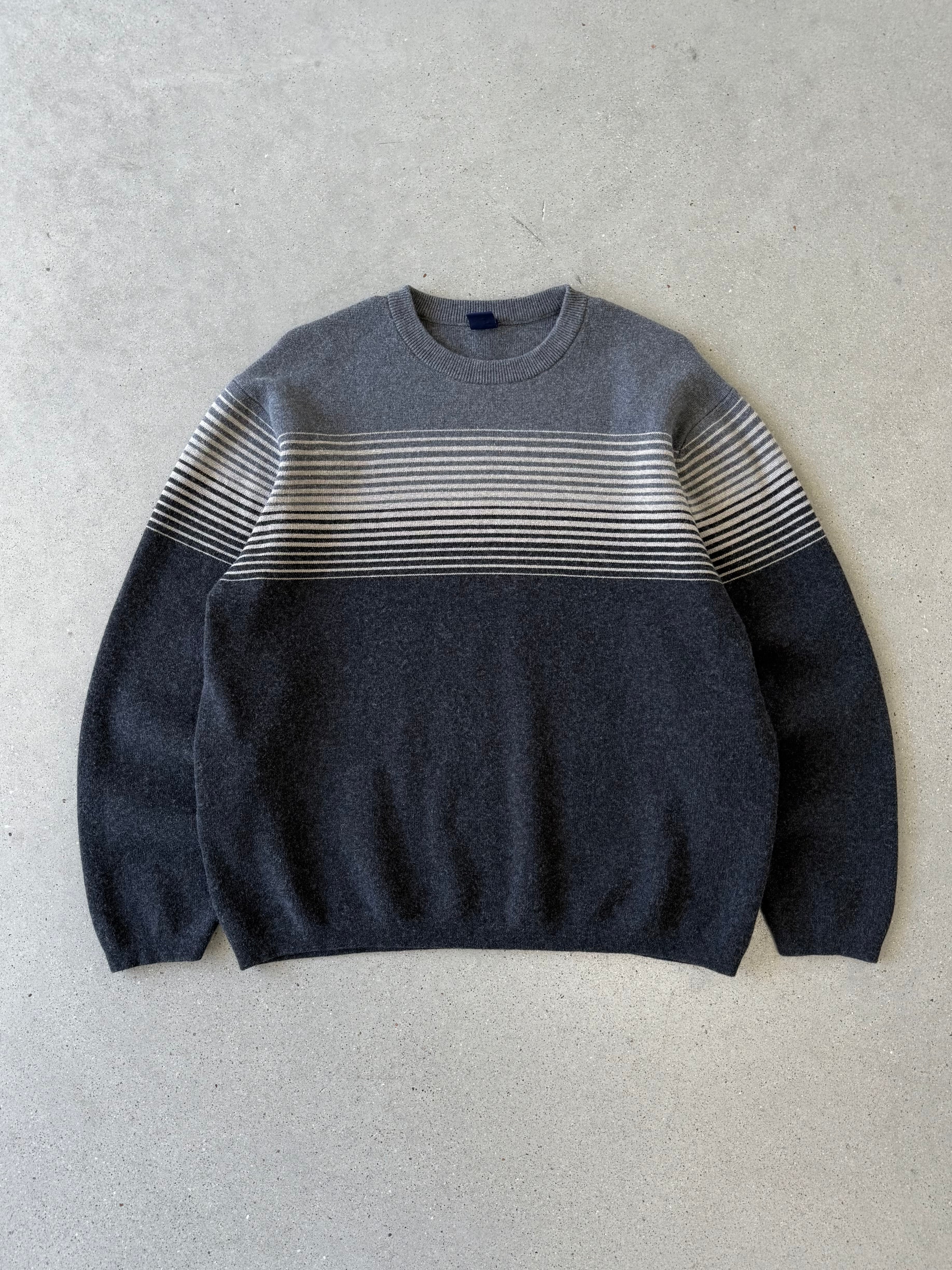 Vintage GAP Gray Striped Sweater - L