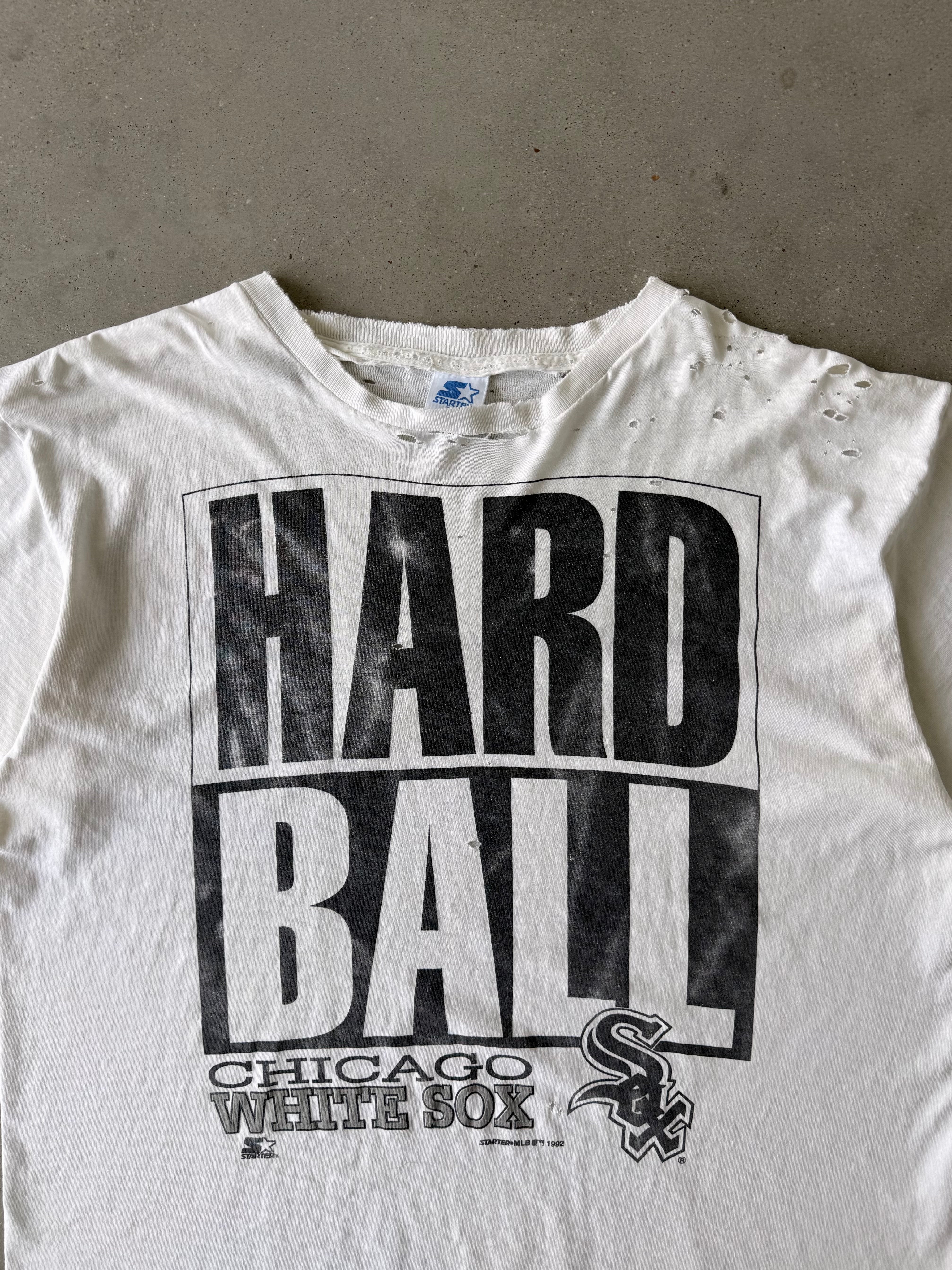 Vintage 1992 "Hard Ball" Distressed White Sox Tee - XL