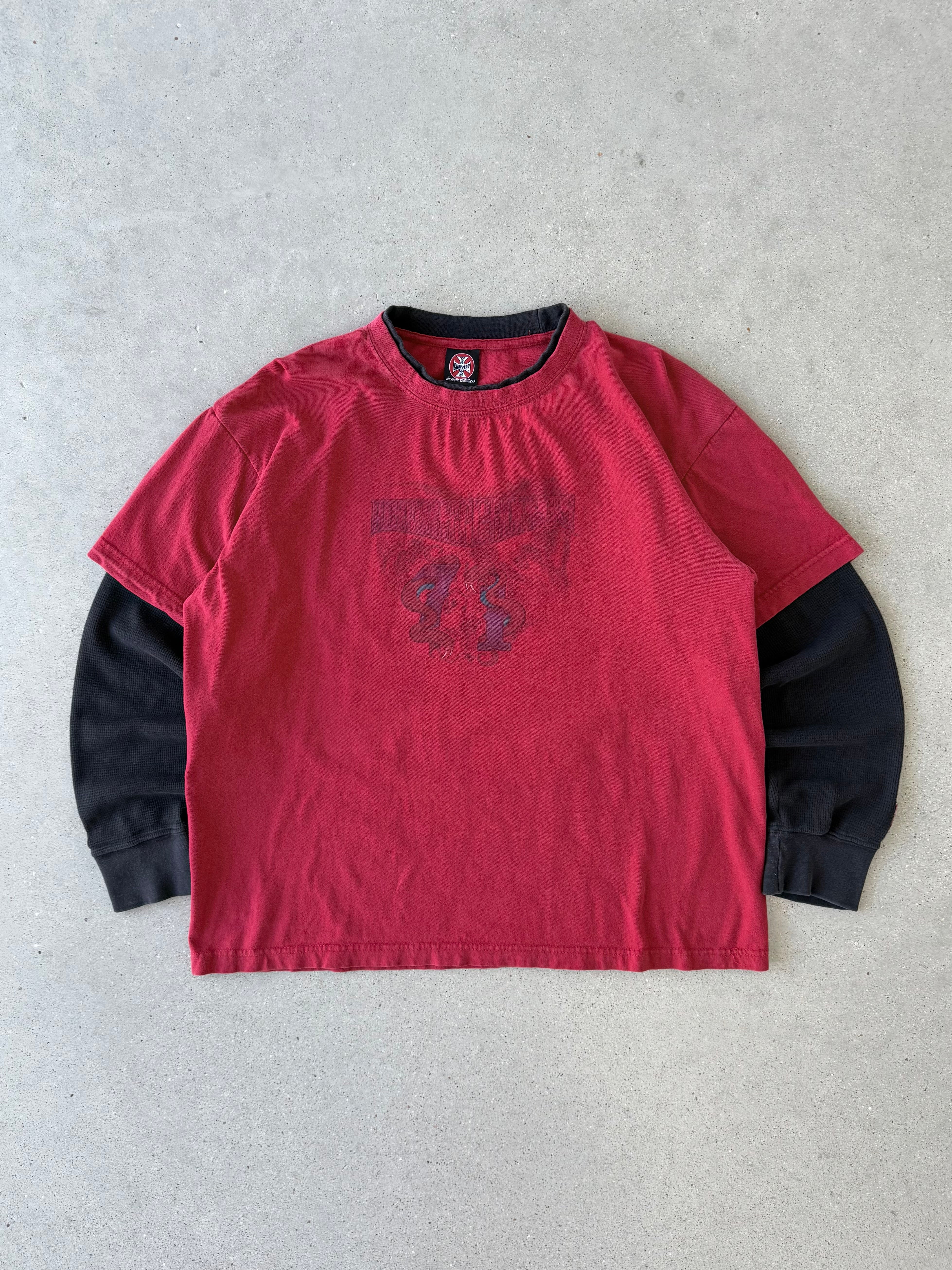 Vintage West Coast Chopper Red Layered Long Sleeve - L