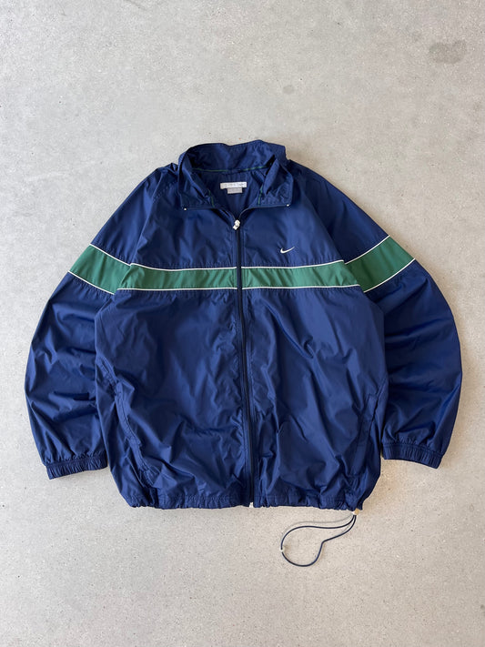 Vintage Nike Mini Swoosh Navy/Green Track Jacket - XXL