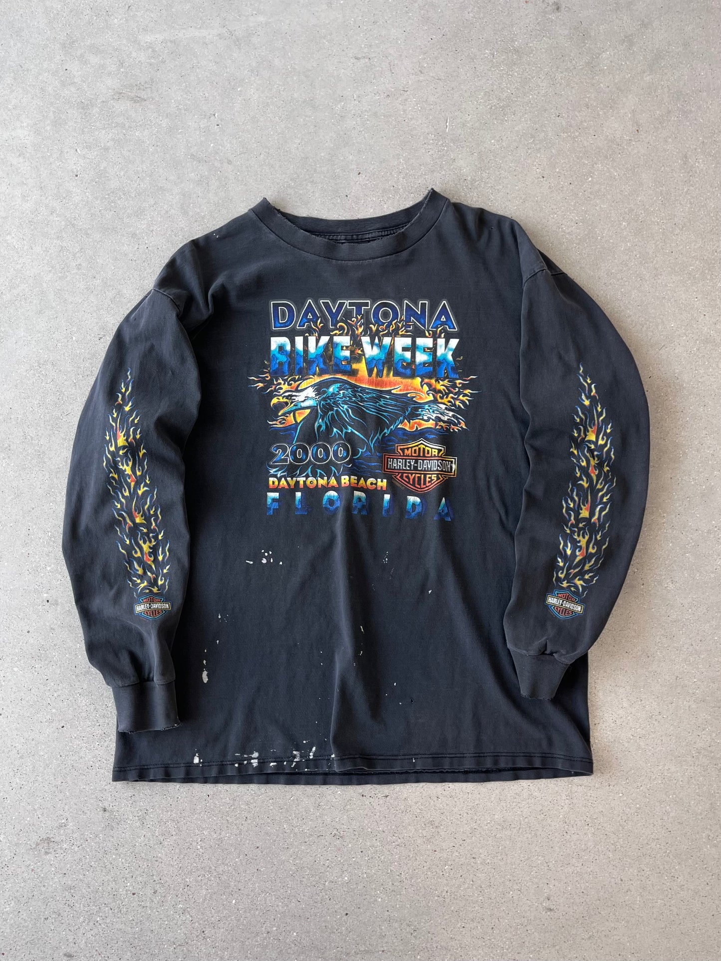 Vintage Daytona Bike Week Harley Davidson Flamed Long Sleeve - XL