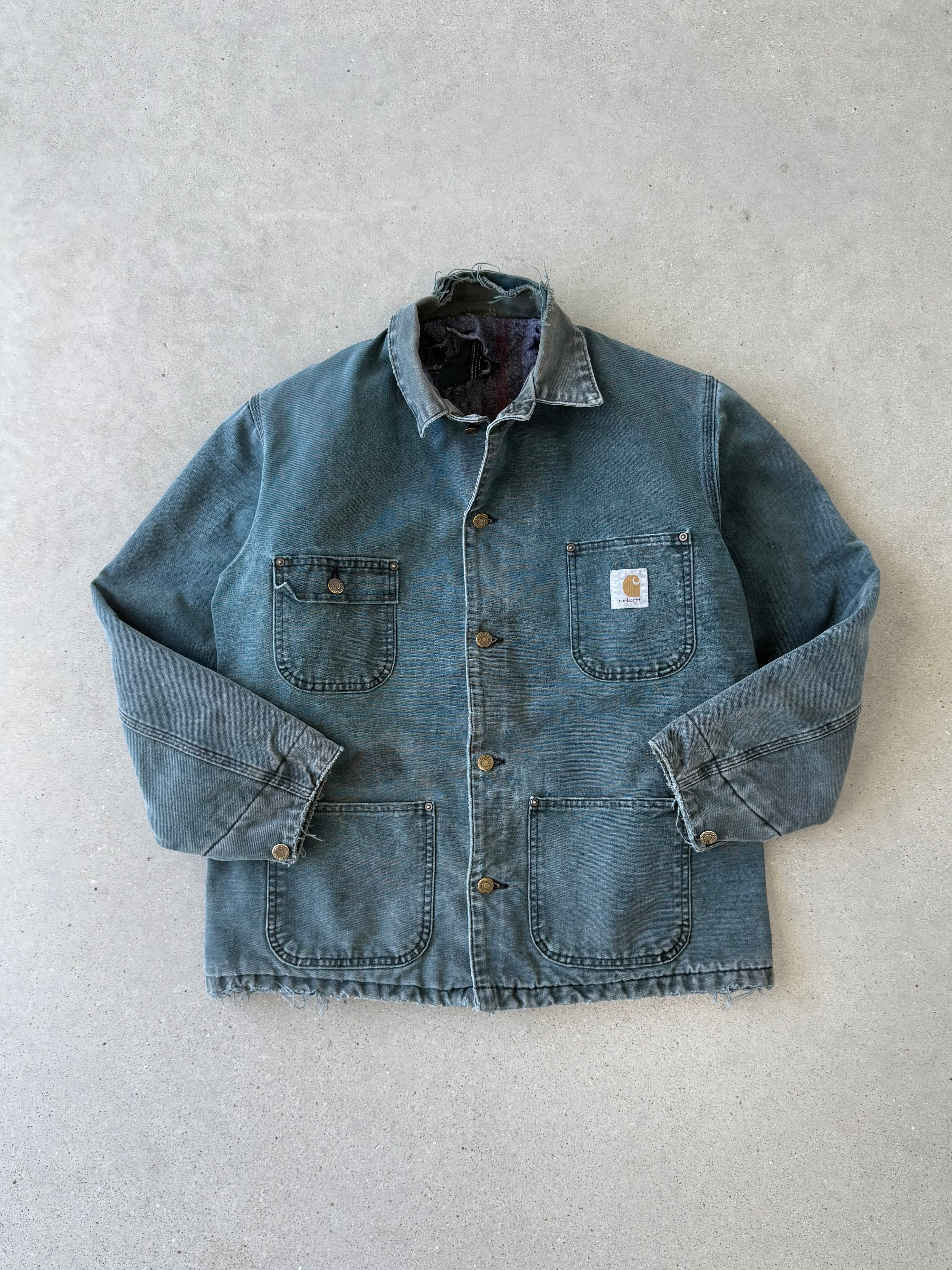 Vintage Carhartt Distressed Emerald Green Chore Coat - M