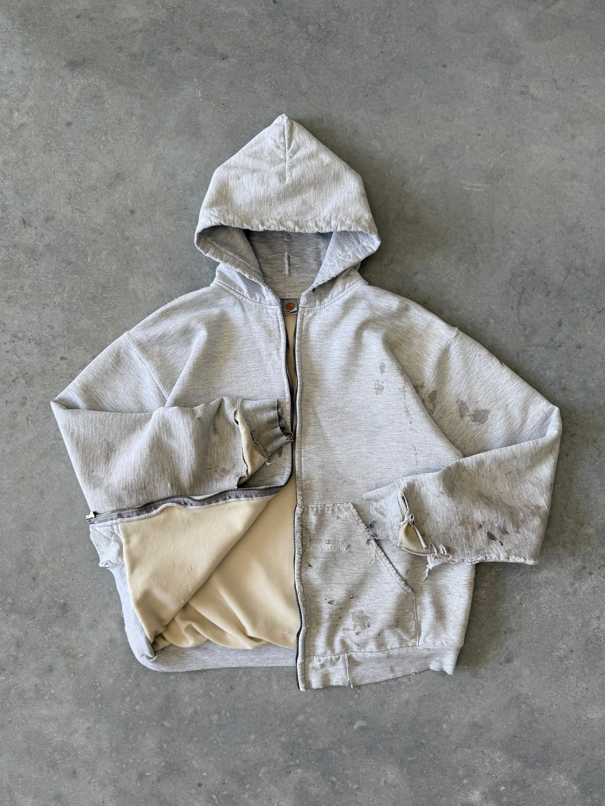 Vintage 1990s Distressed Waffle-lined Carhartt Hoodie (L)