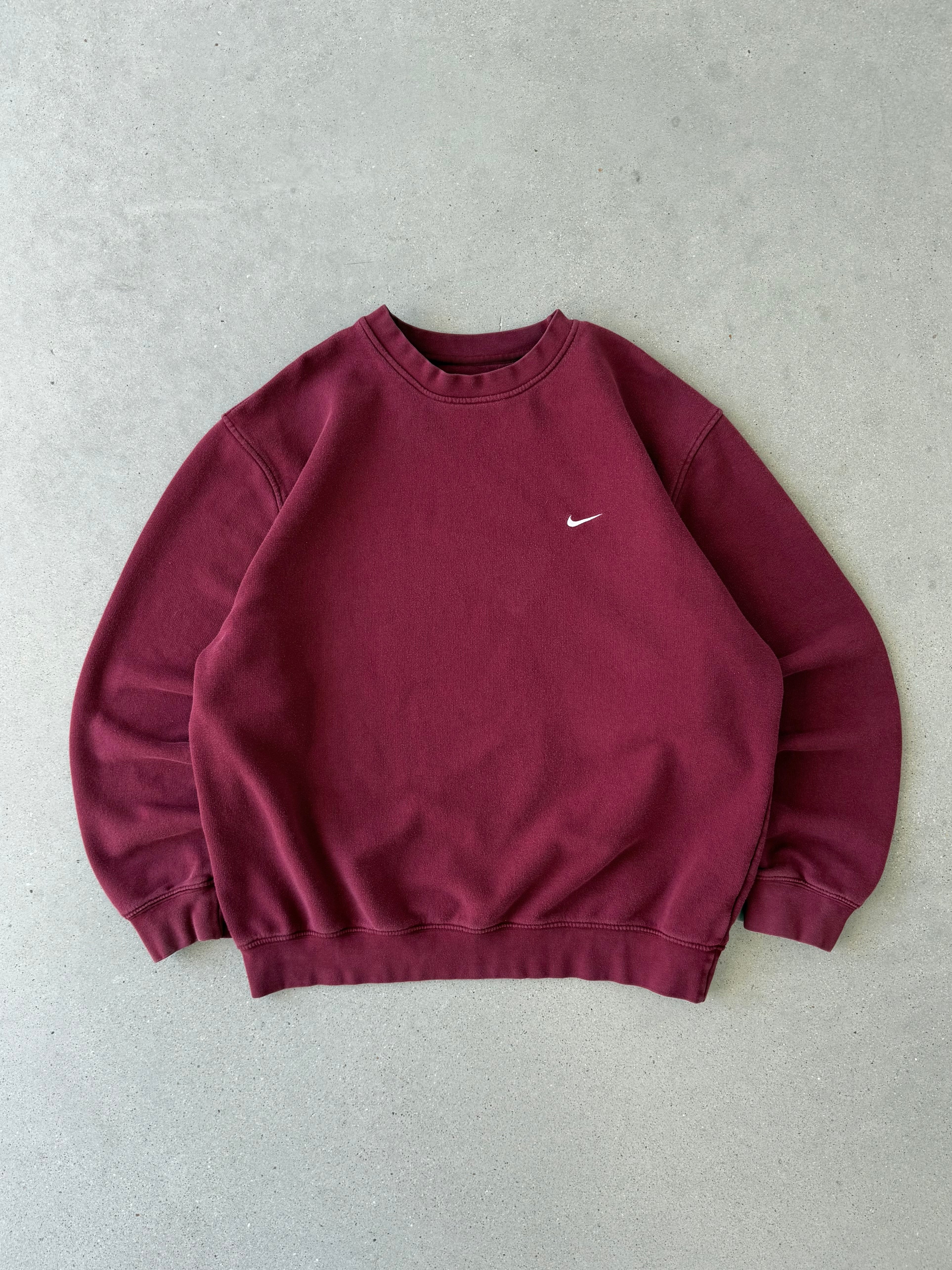 Vintage Nike Red Wine Mini Swoosh Sweatshirt  - XL