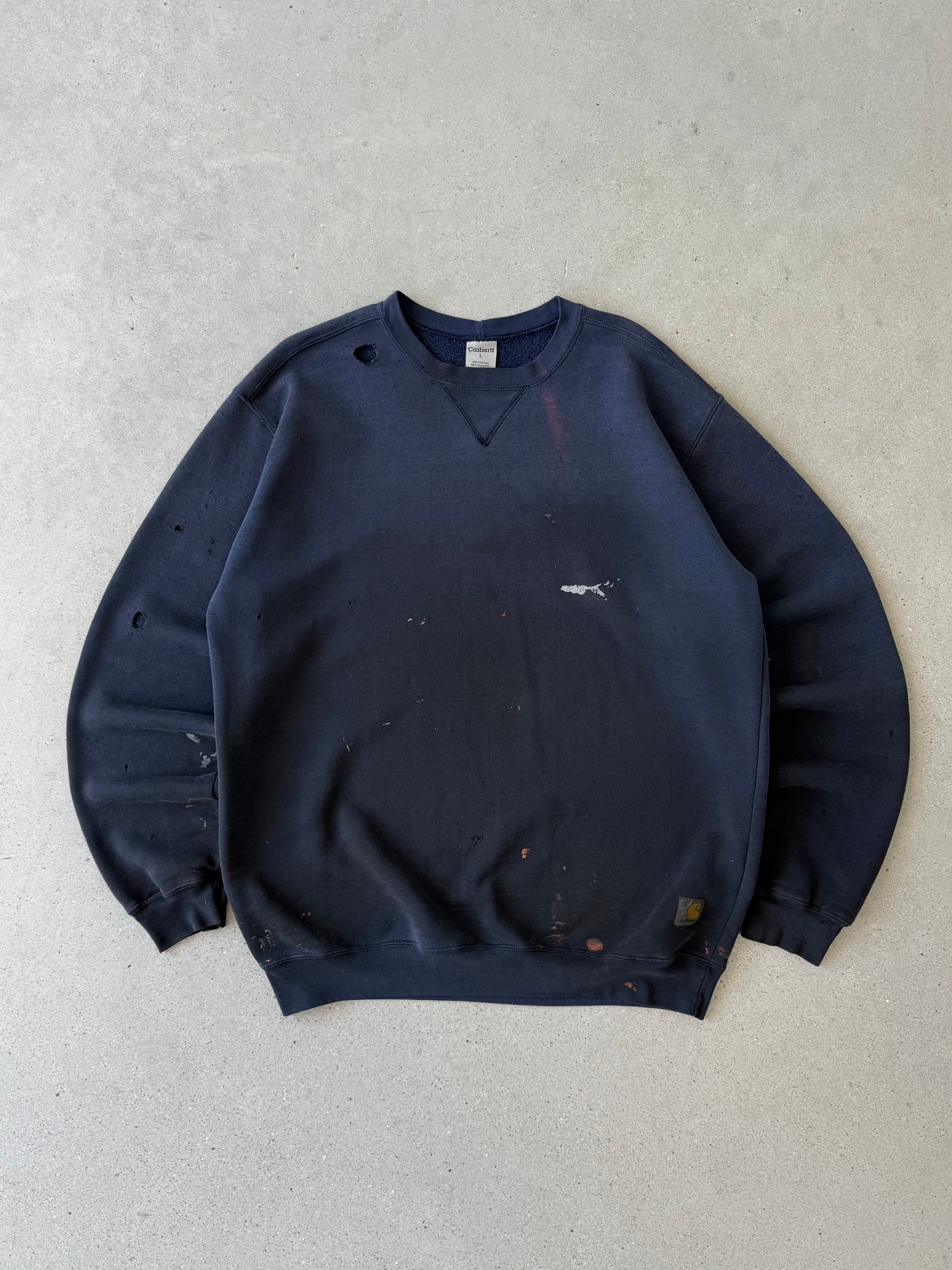 Vintage Carhartt Thrashed Navy Crewneck - L