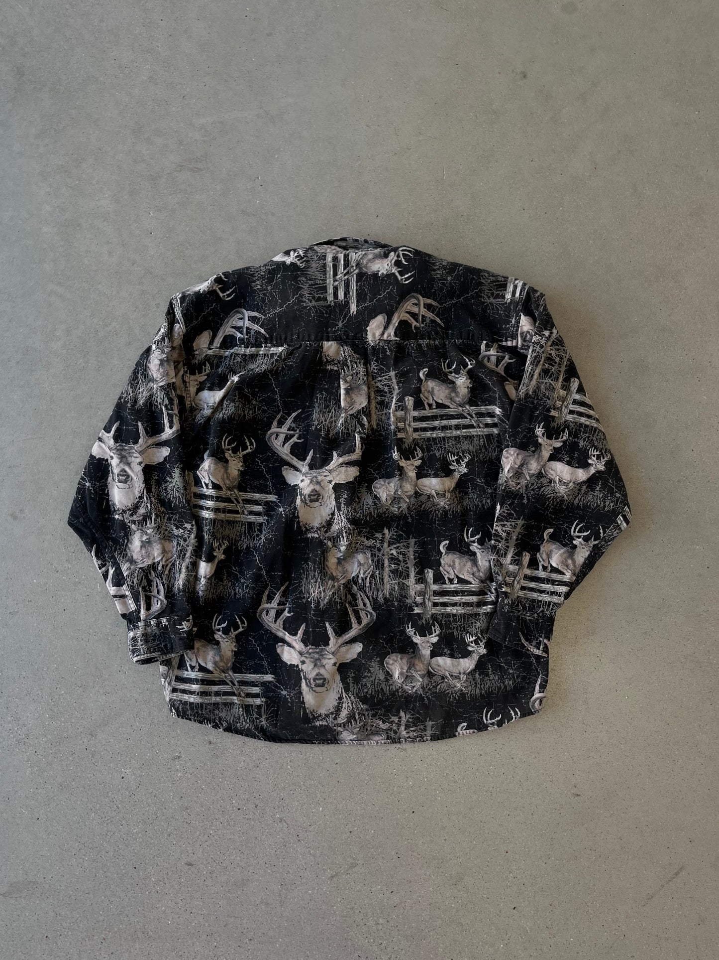 Vintage Deer AOP Button Up Shirt - XL