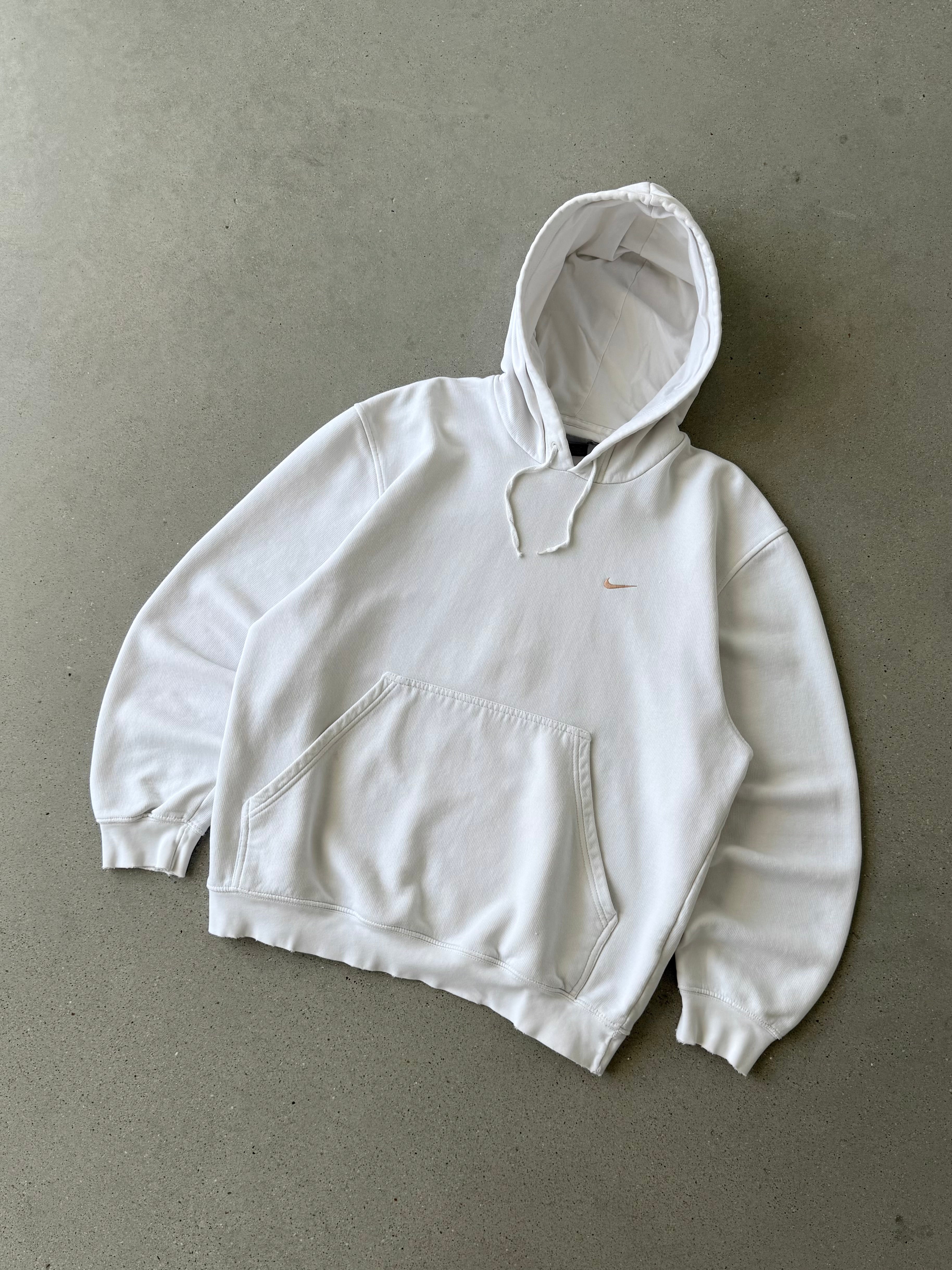 Vintage Nike White Mini Swoosh Hoodie - M