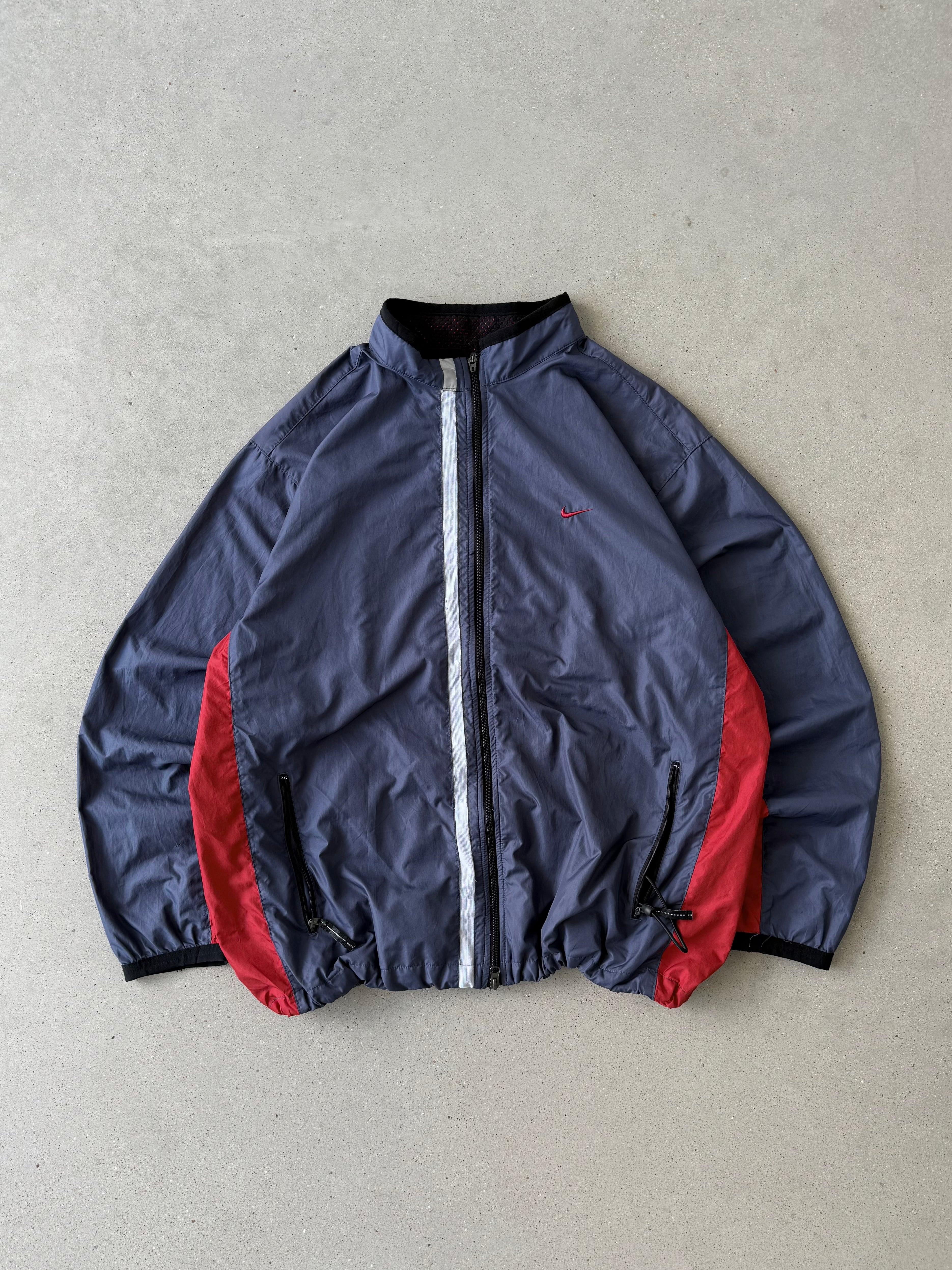 Vintage Nike Mini Swoosh Gray/Red Track Jacket - XL