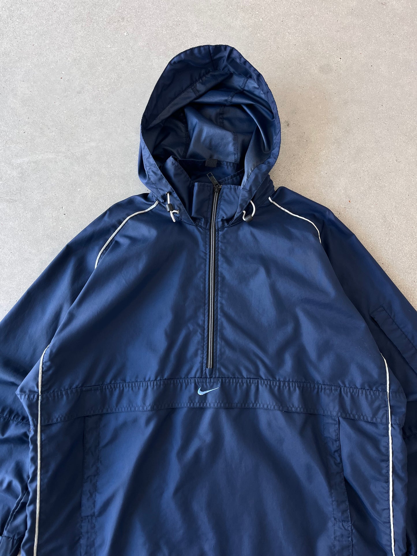 Vintage Nike Hooded Navy Windbreaker - M