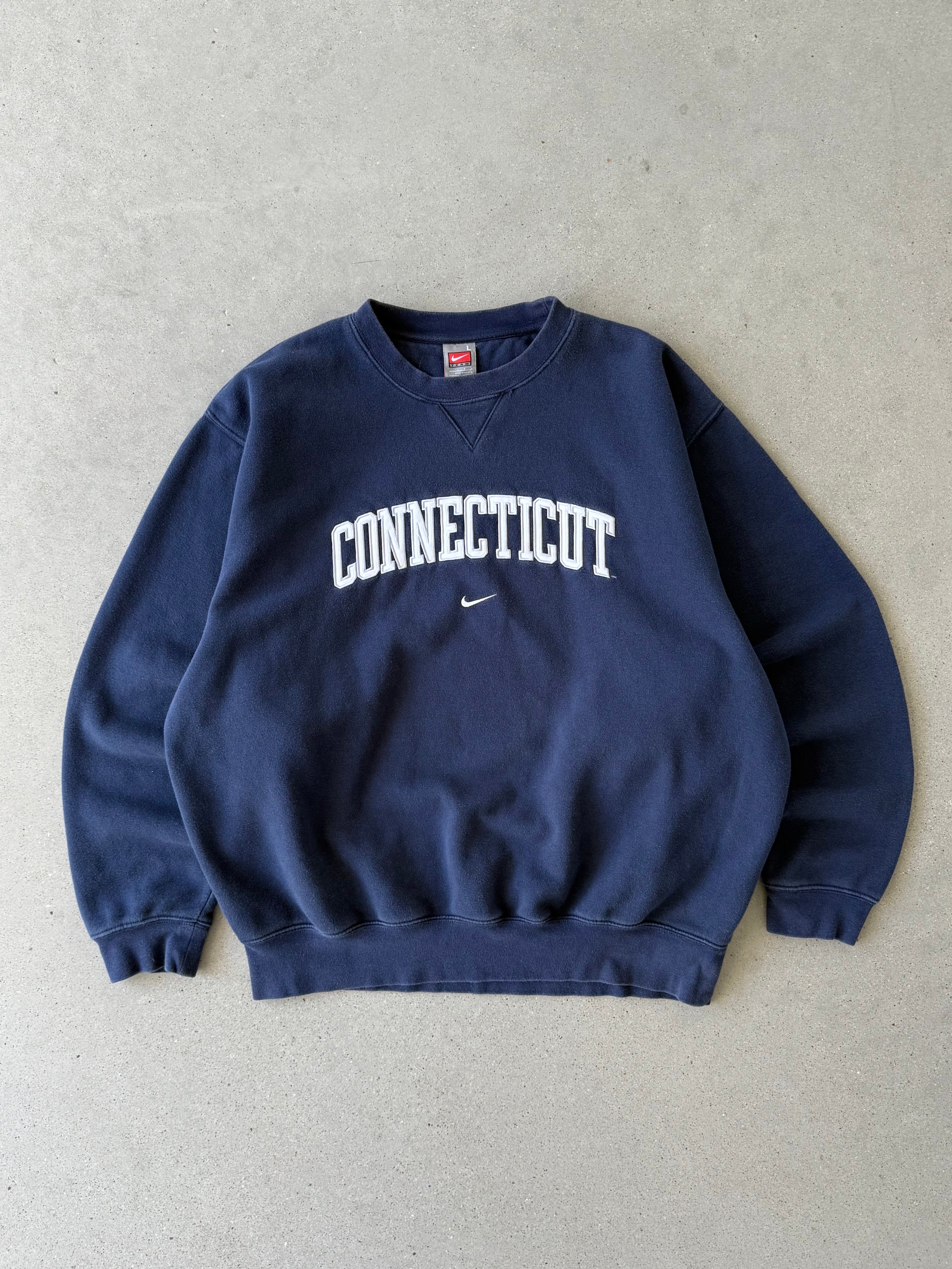Vintage Nike Connecticut Navy Center Swoosh Sweatshirt  - L