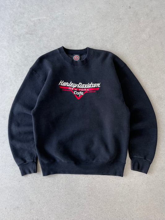 Vintage Harley Davidson NY Cafe Embroidered Crewneck - L