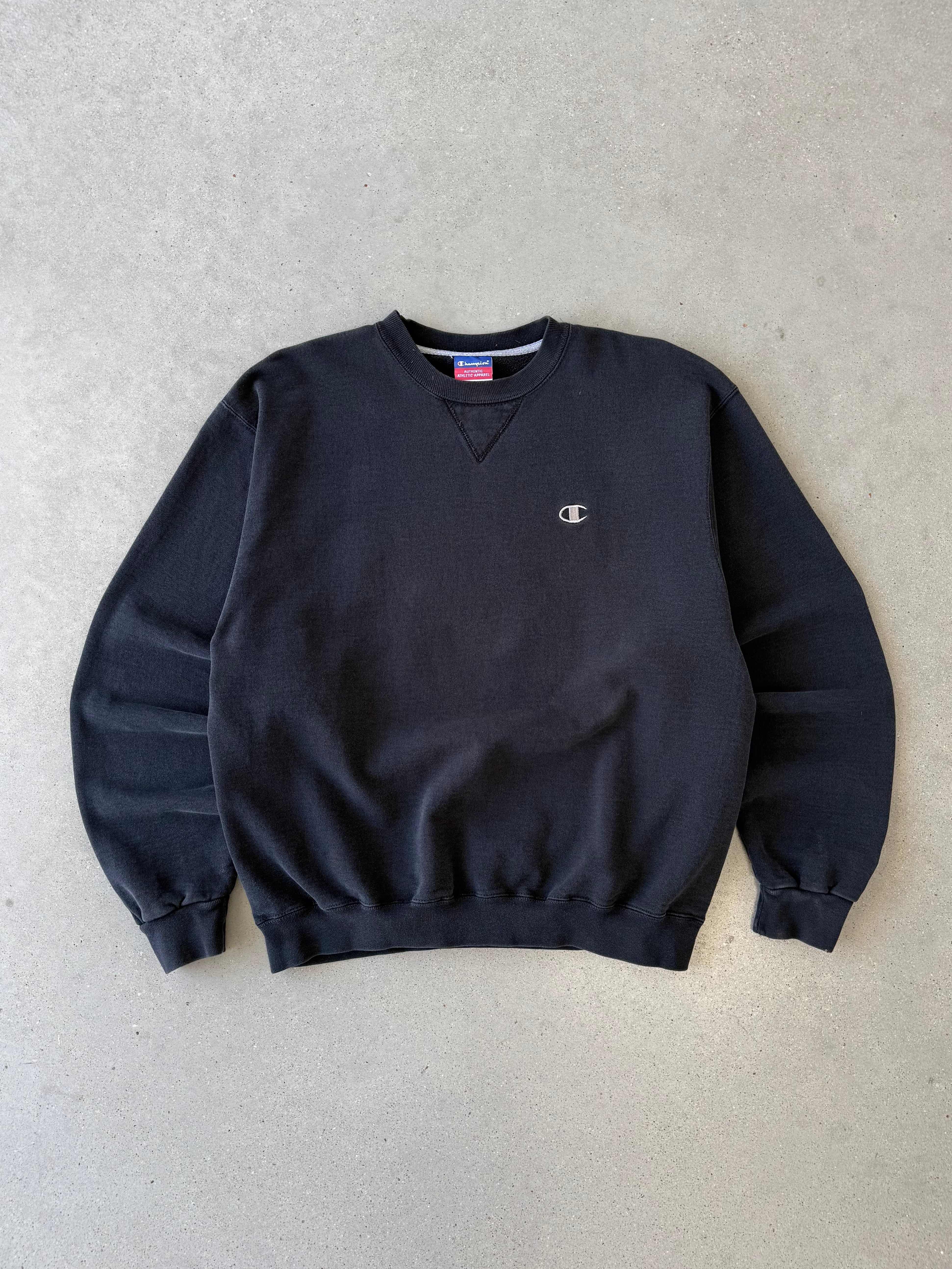 Vintage Champion Black Crewneck - L