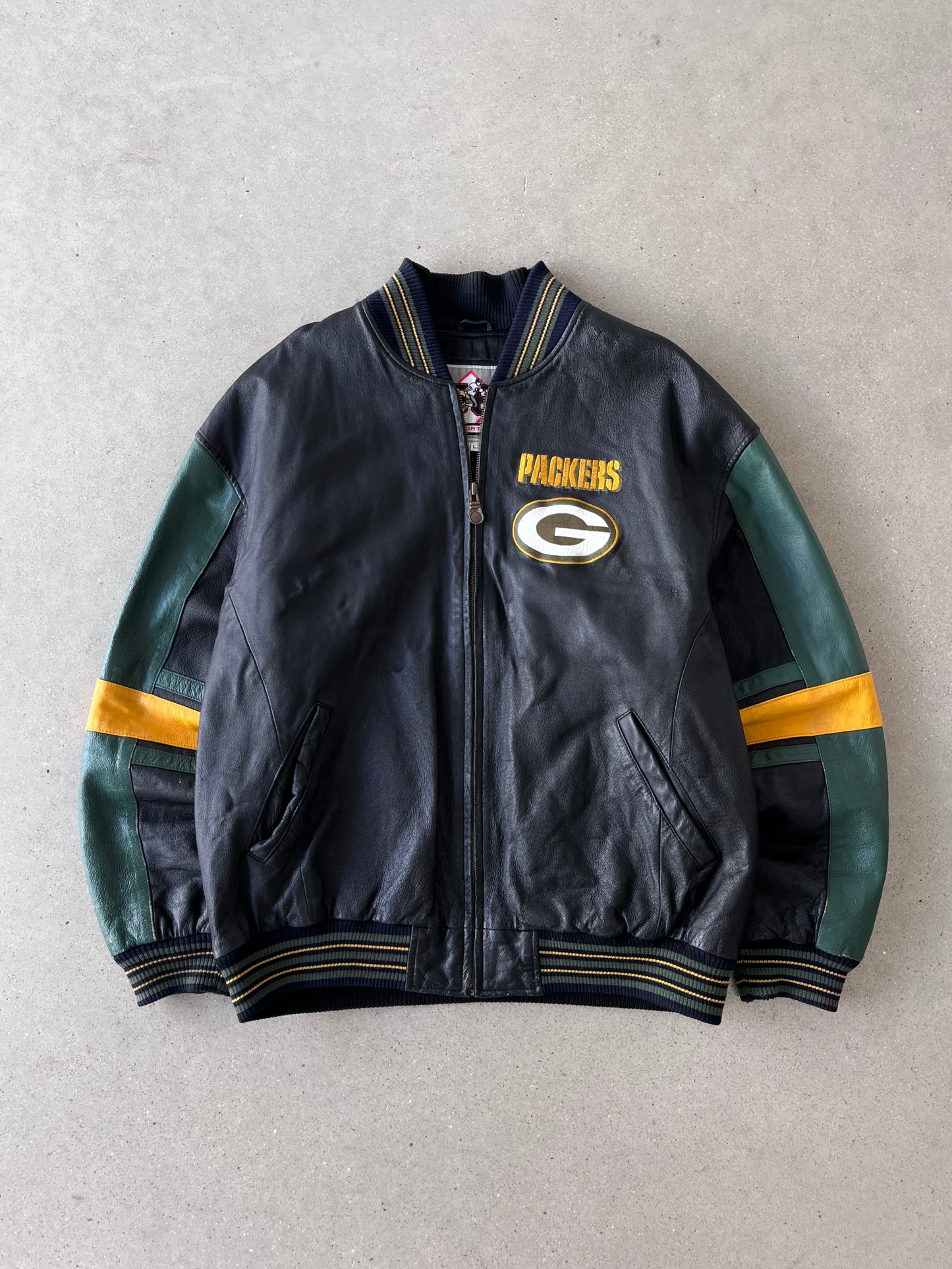 Vintage Green Bay Packers Leather Jacket - L