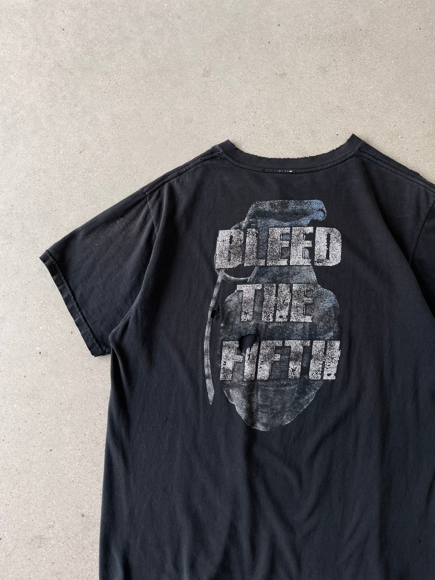 Vintage 'Bleed The Fifth' Distressed Tee - L