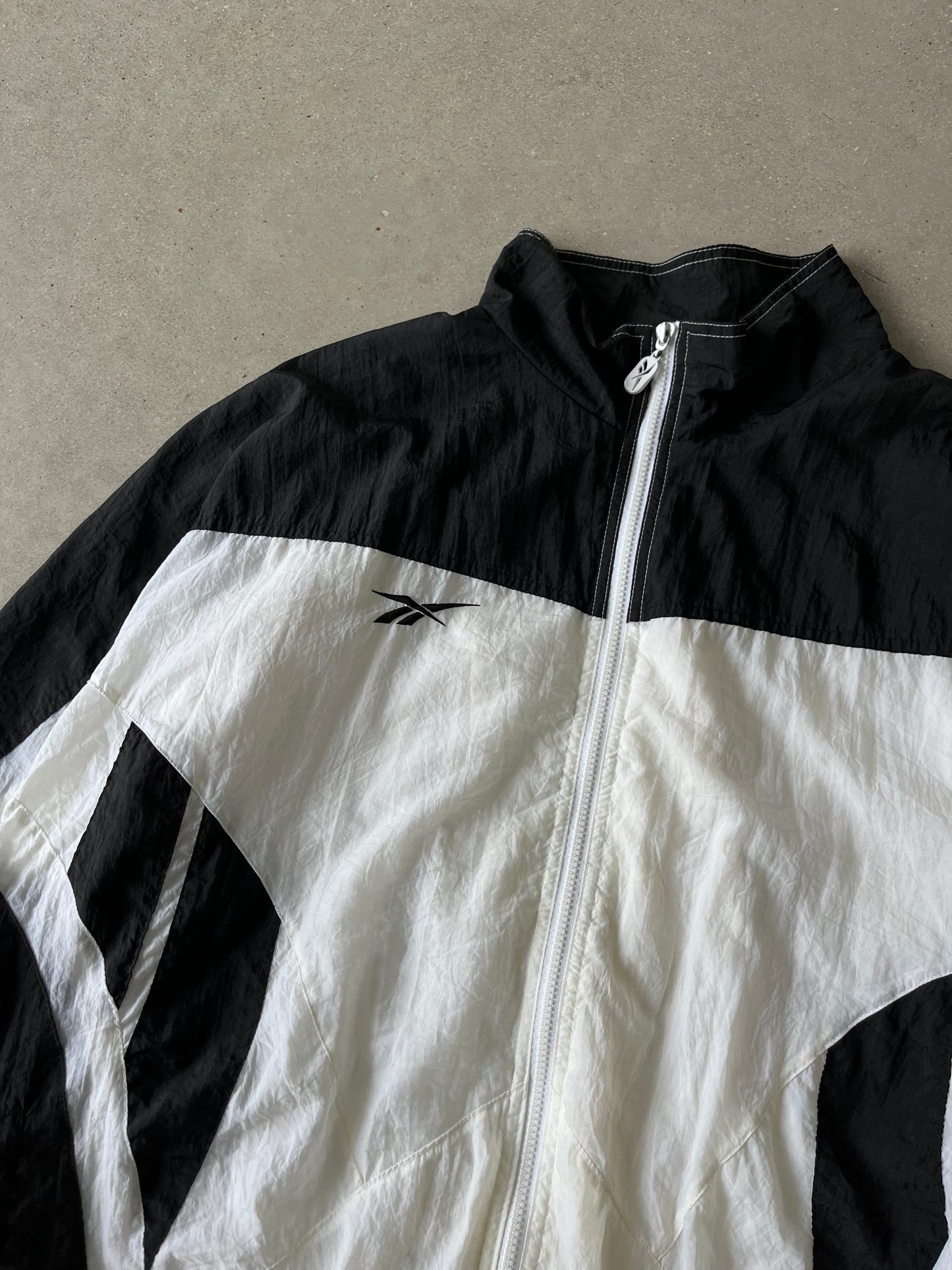 Vintage Reebok Black/White Tracksuit Jacket - XL