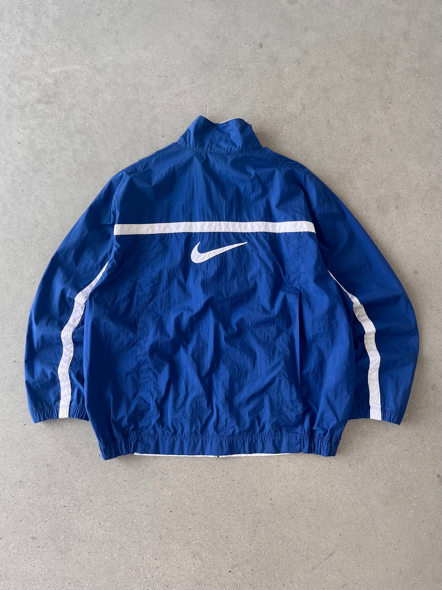 Vintage 90s Nike Big Swoosh Blue Track Jacket - XL