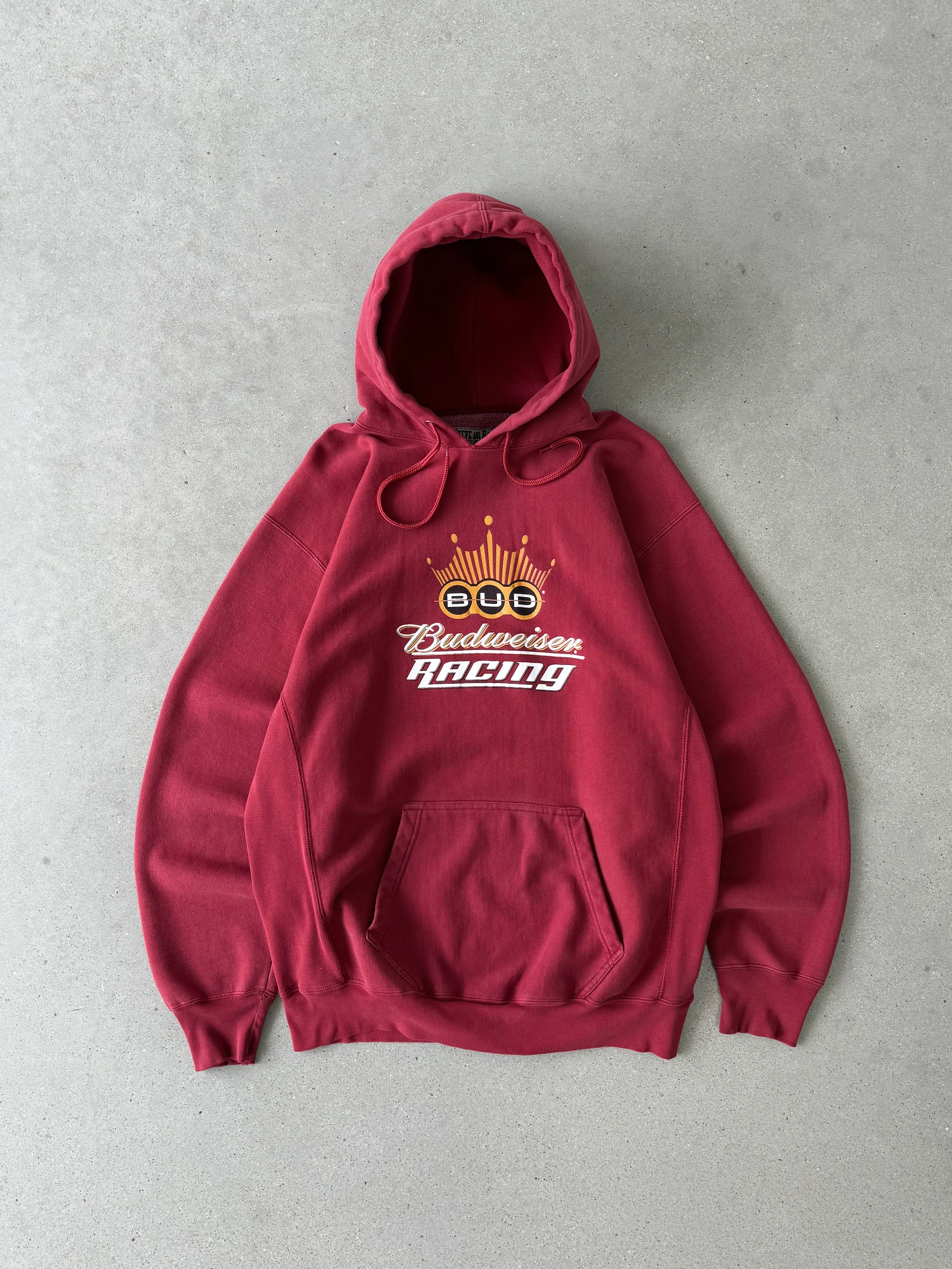 Vintage Budweiser Racing Weave Hoodie - L