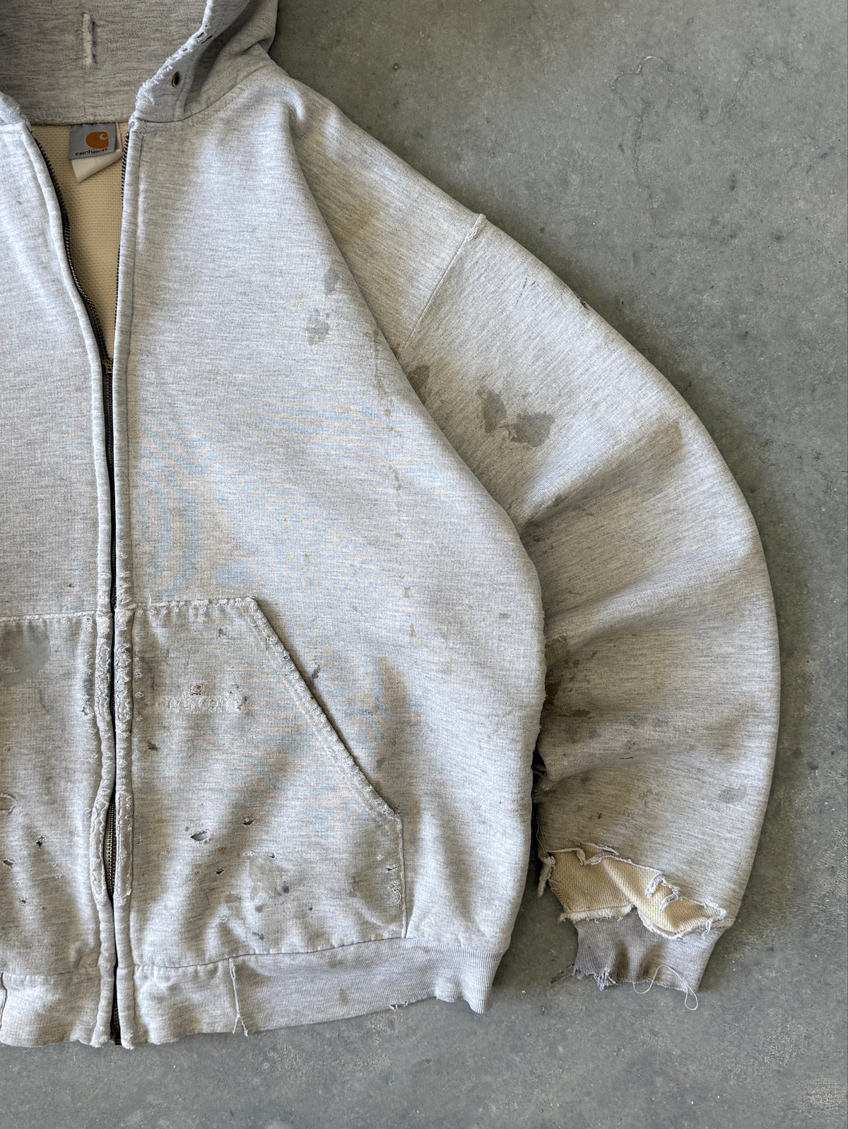 Vintage 1990s Distressed Waffle-lined Carhartt Hoodie (L)