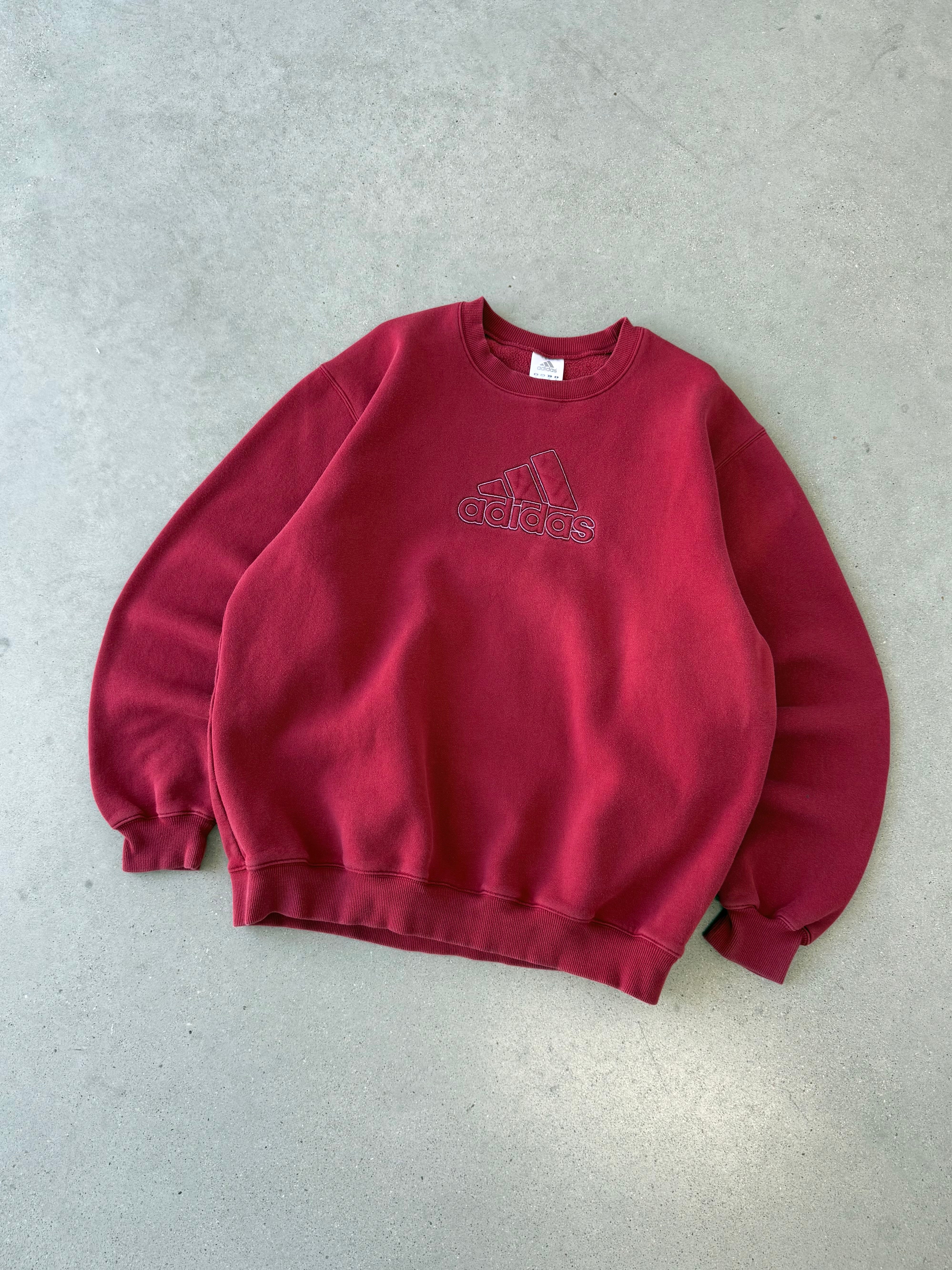 Vintage Adidas Embroidered Red Crewneck - L
