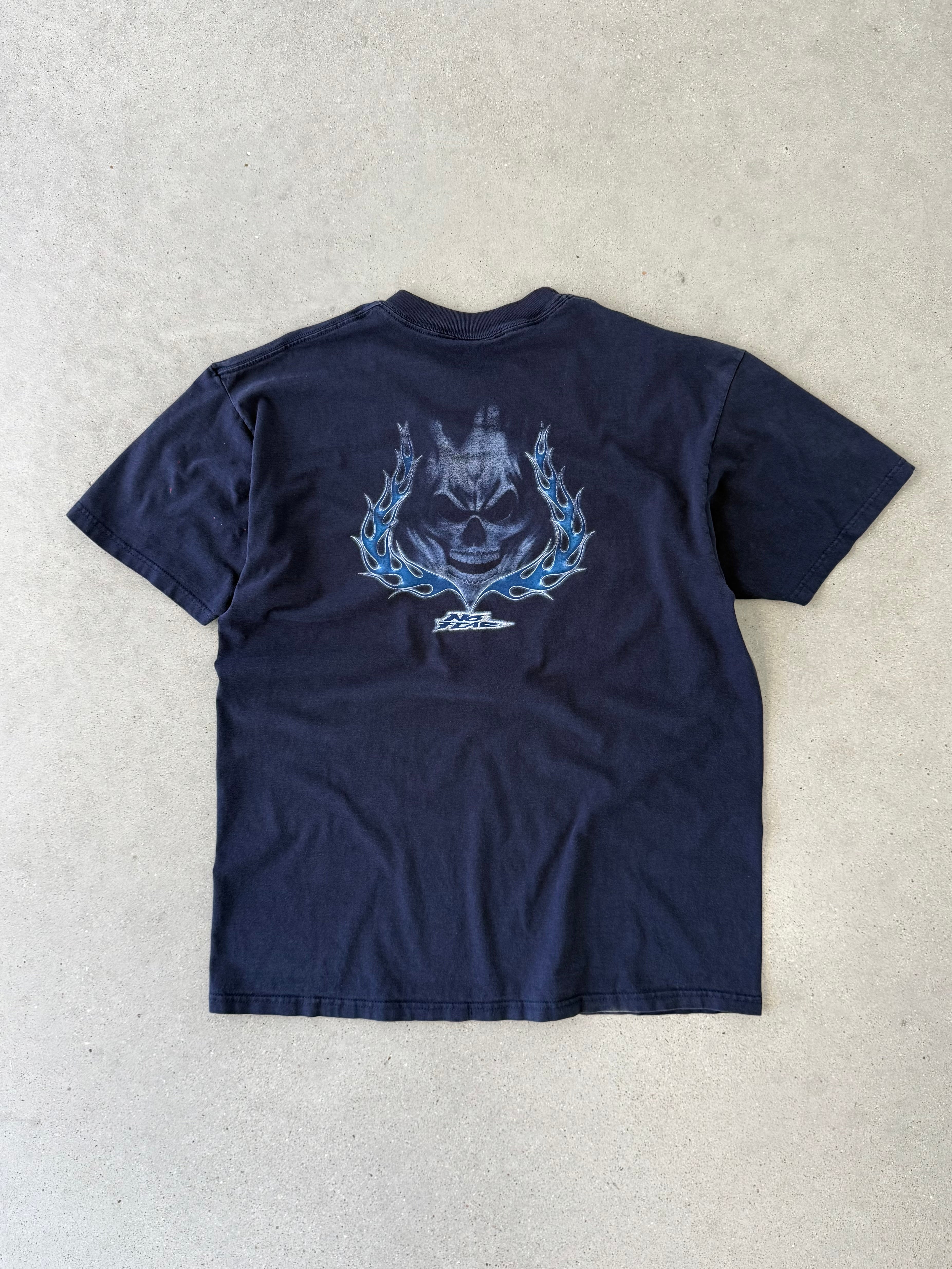 Vintage 2000s No Fear Navy Skull Tee - XL