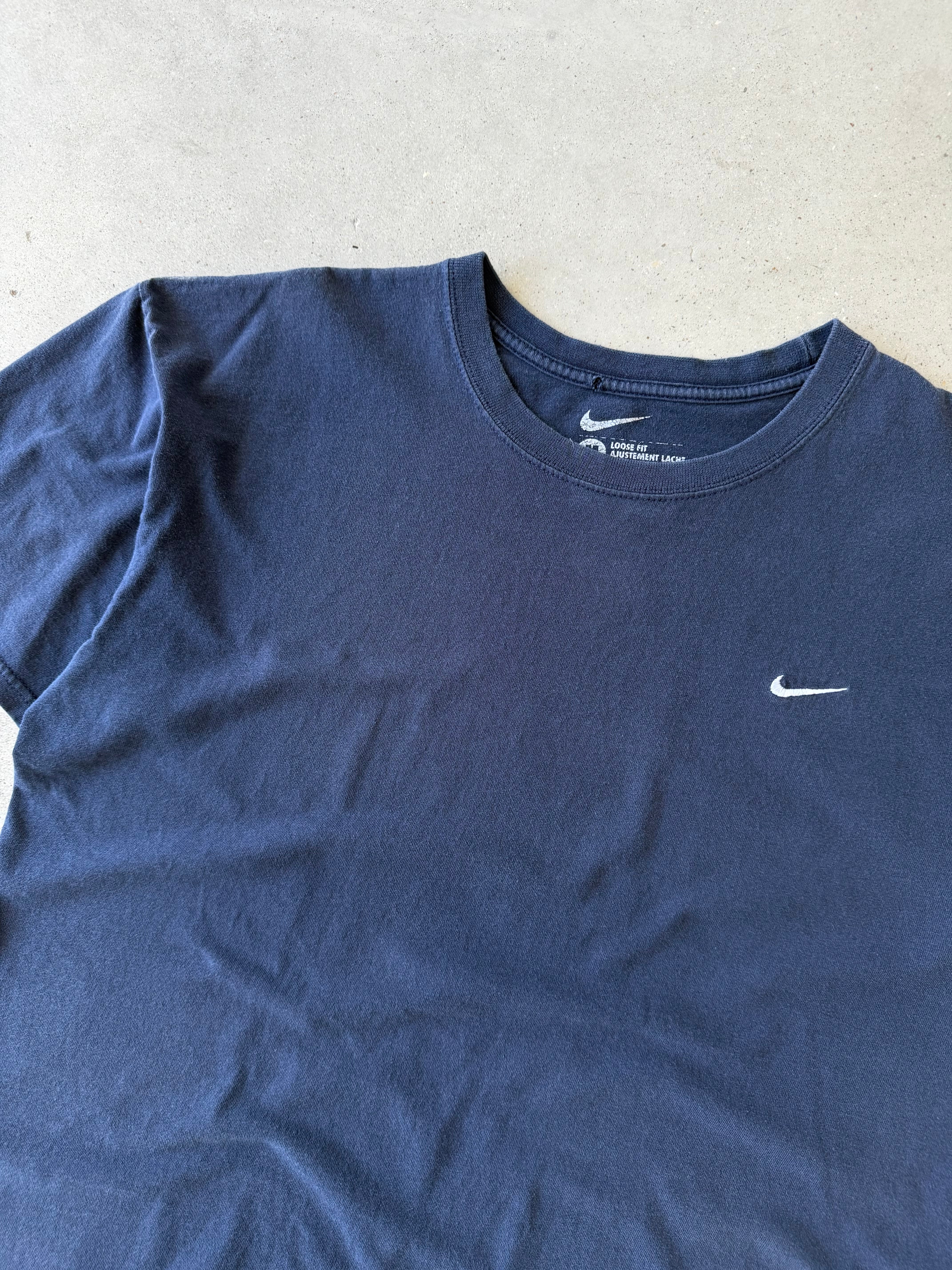 Vintage Nike Navy Mini Swoosh Tee - M