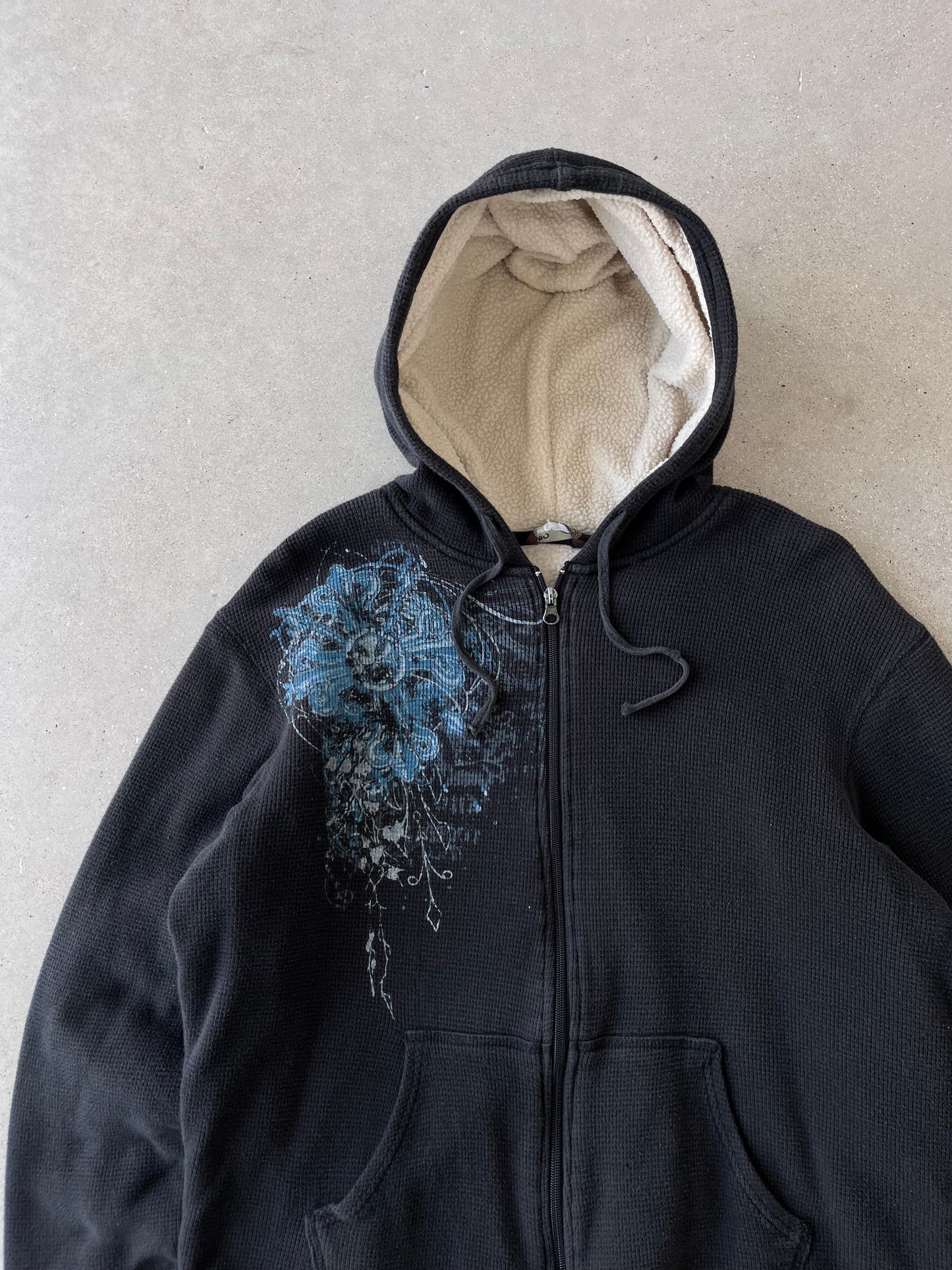 Vintage Y2K No Boundaries Sherpa-lined Zip Up Hoodie - M