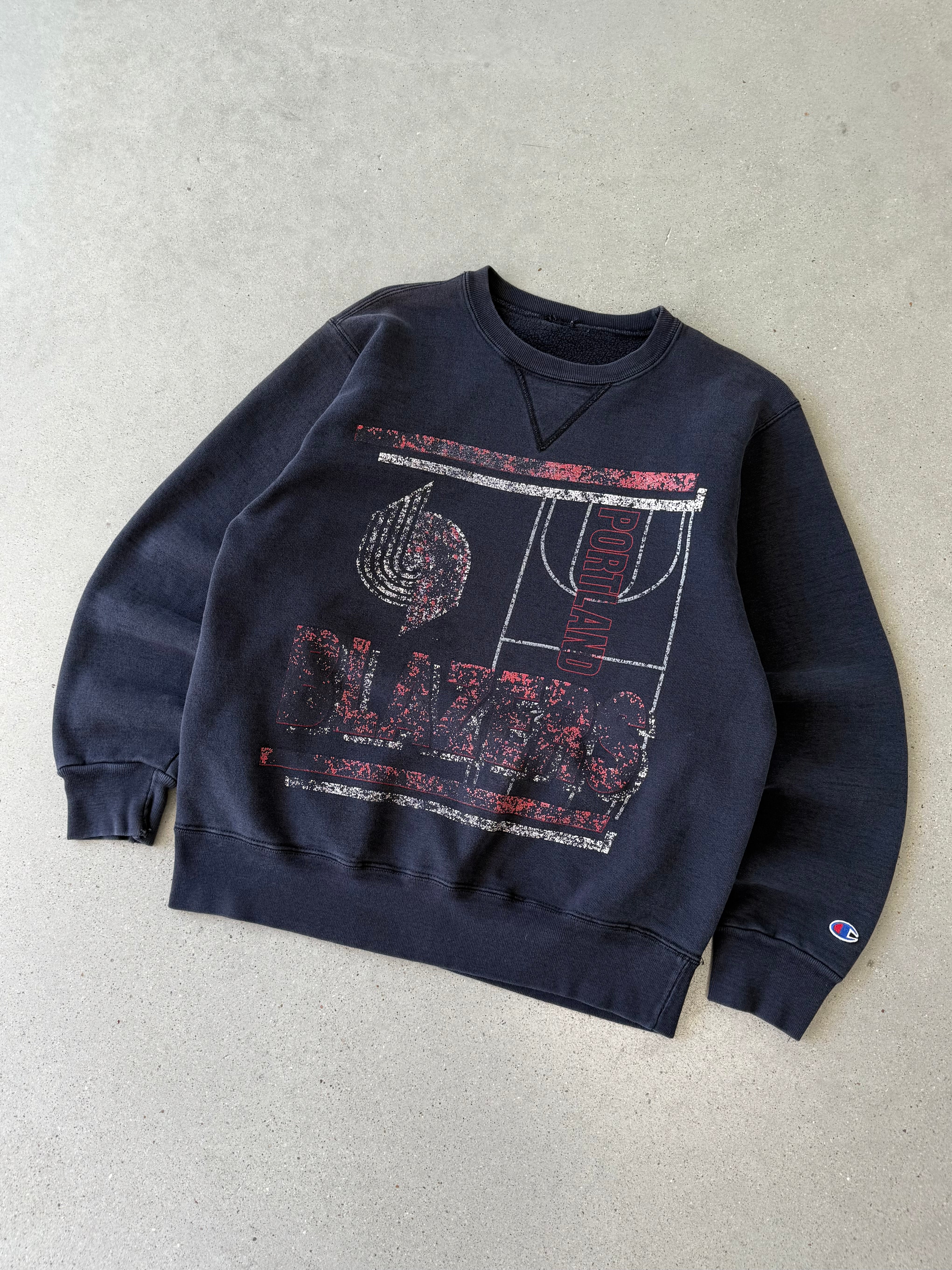 Vintage Portland Blazers Faded Black Sweatshirt  - L