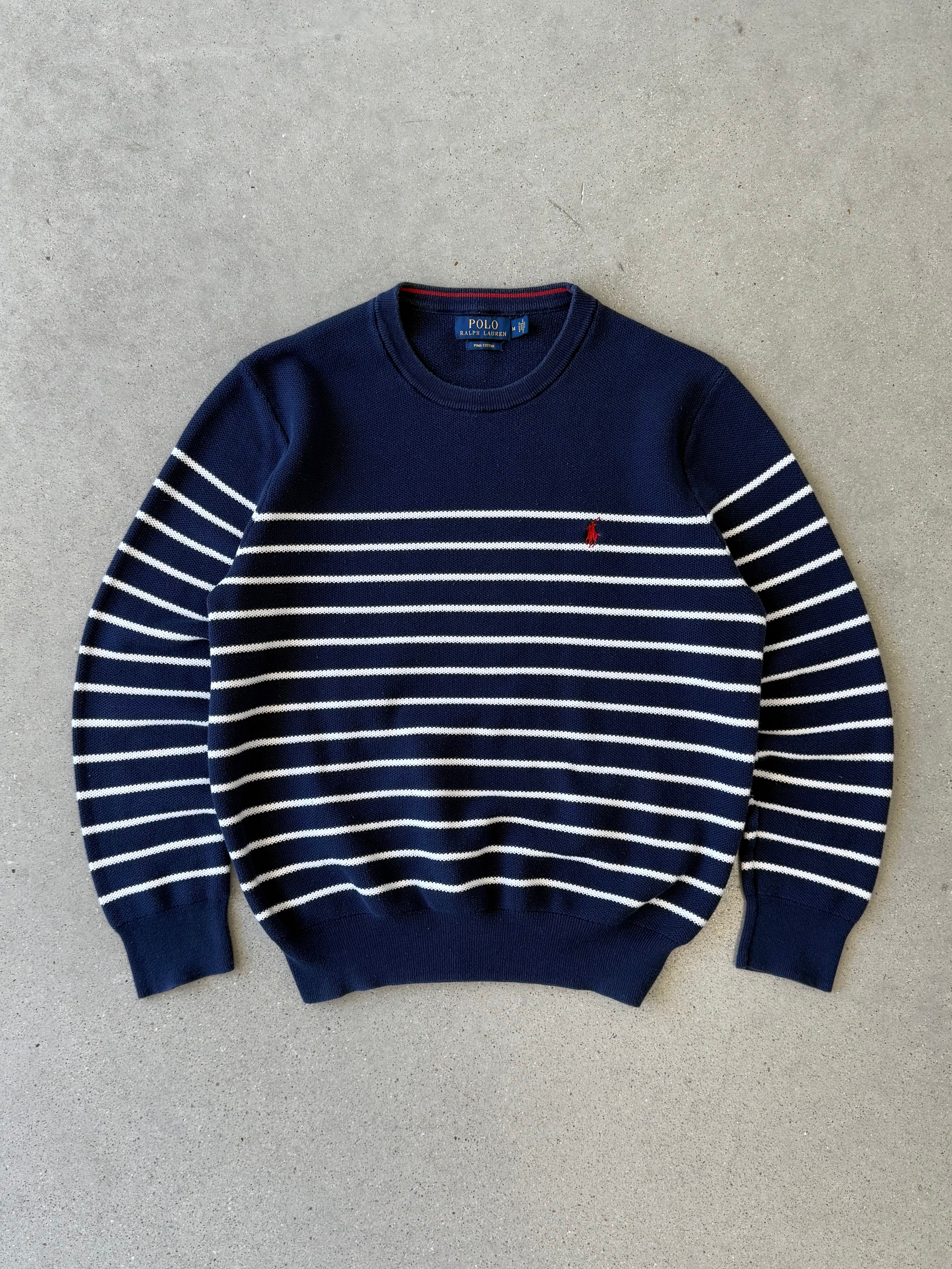 Vintage Polo Ralph Lauren Striped Navy Sweater - M