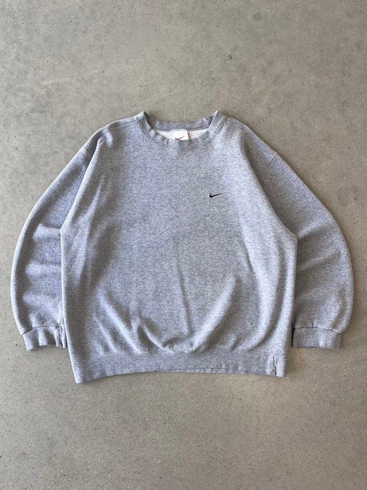 Vintage 90s Nike Mini Swoosh Heather Gray Crewneck - XL