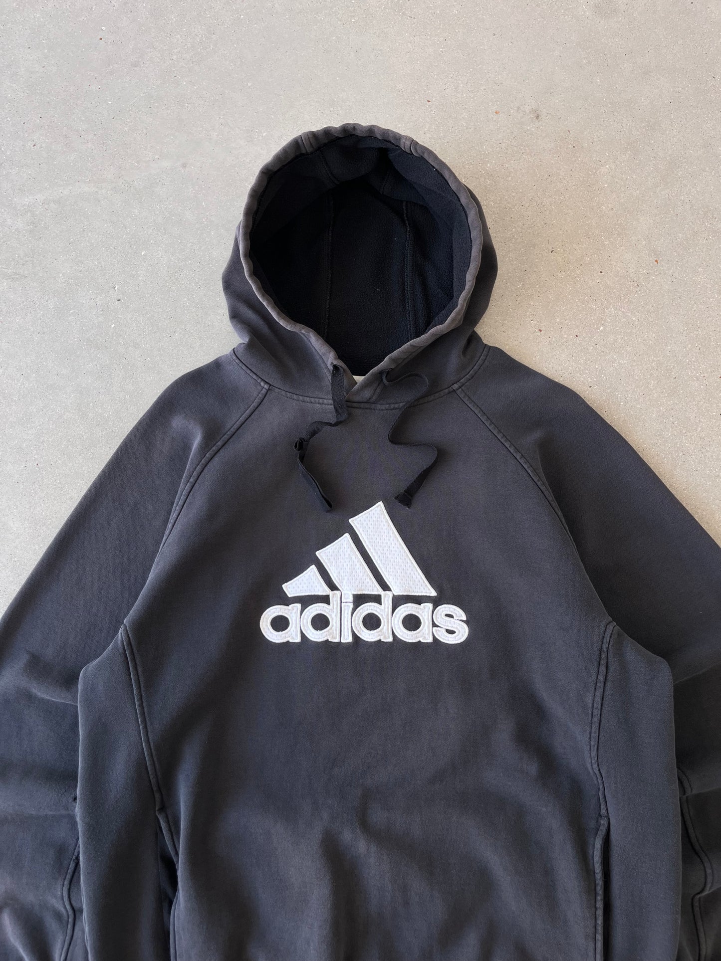 Vintage Adidas Black Spell-out Hoodie - M