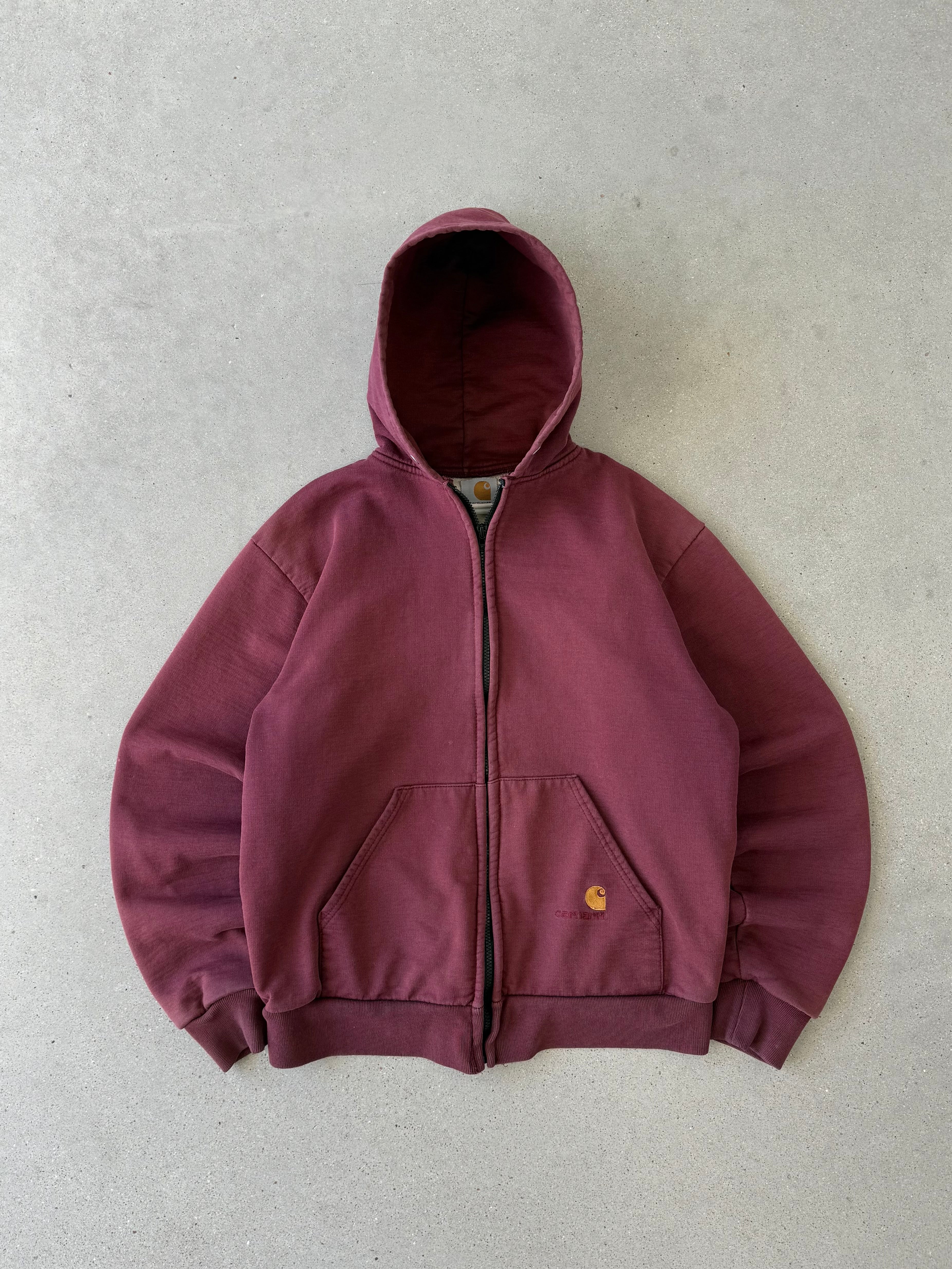 Vintage Maroon Thermal Linned Carhartt Zip Up Hoodie - L
