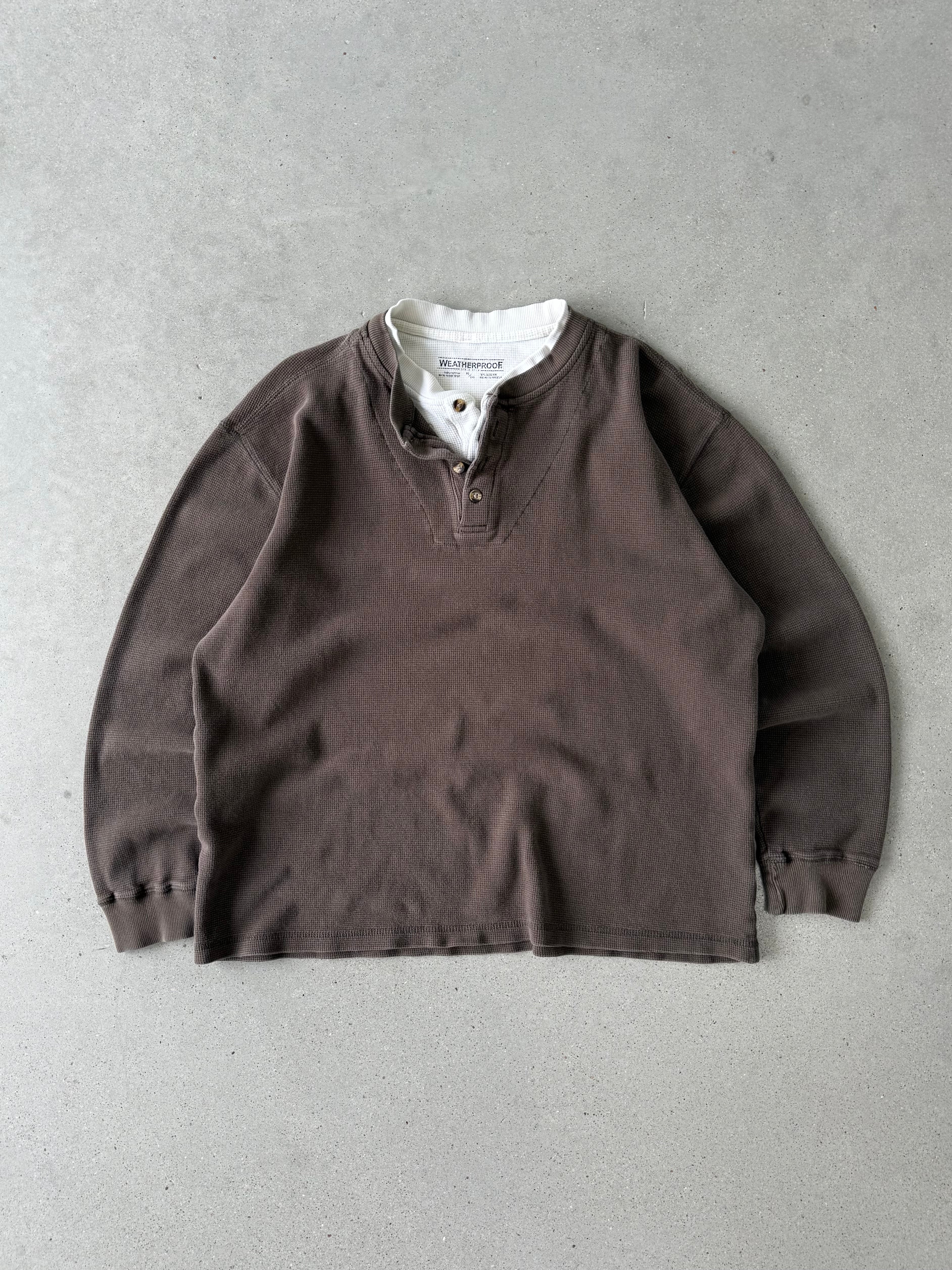 Vintage Weatherproof Brown Layered Long Sleeve - XL