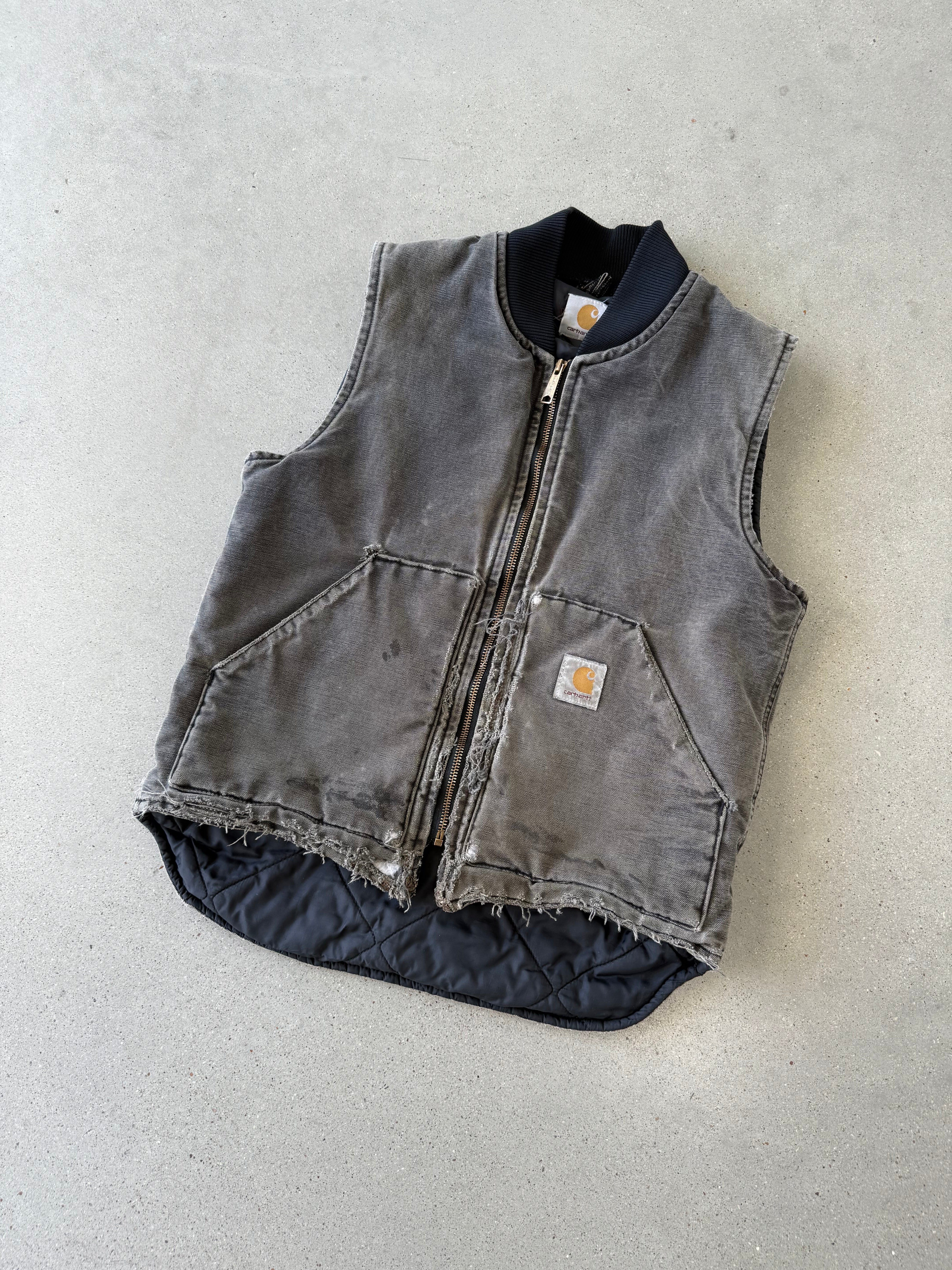 Vintage Carhartt Distressed Gray Vest - M