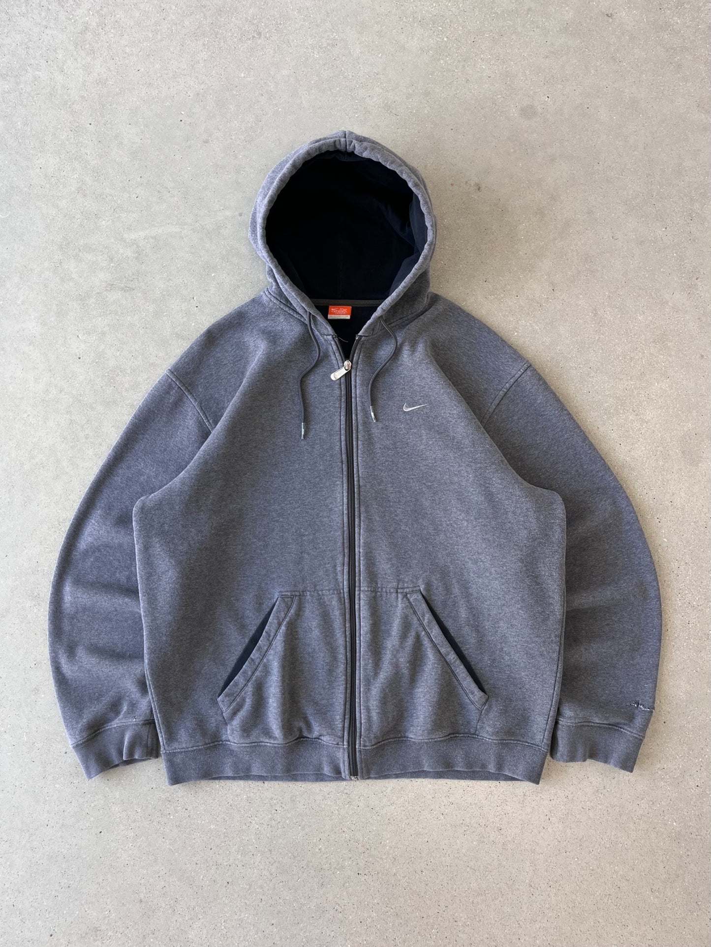 Vintage Nike Mini Swoosh Gray Zip-up Hoodie - XL