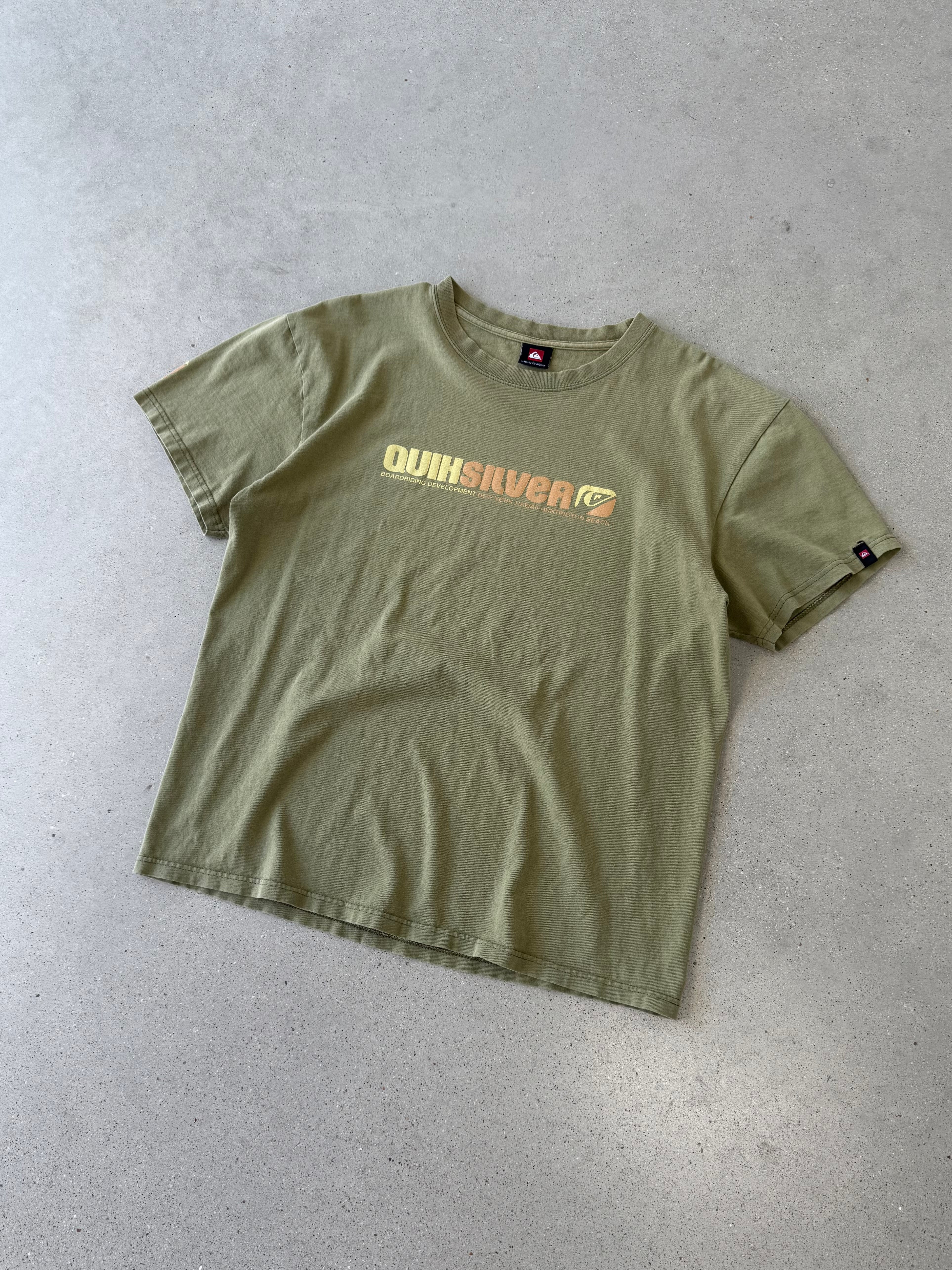 Vintage Quicksilver Surfer Olive Tee - L
