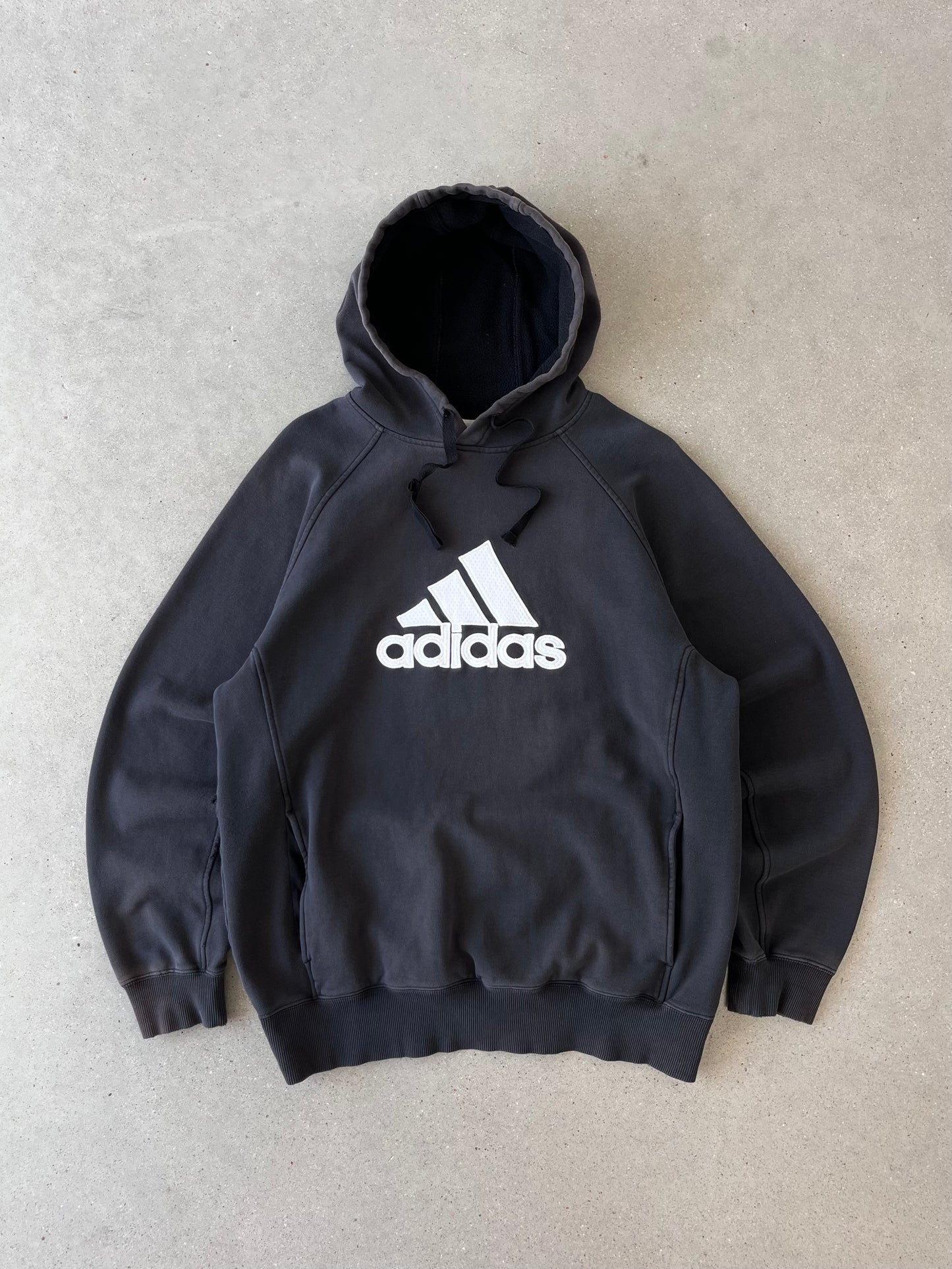 Vintage Adidas Black Spell-out Hoodie - M