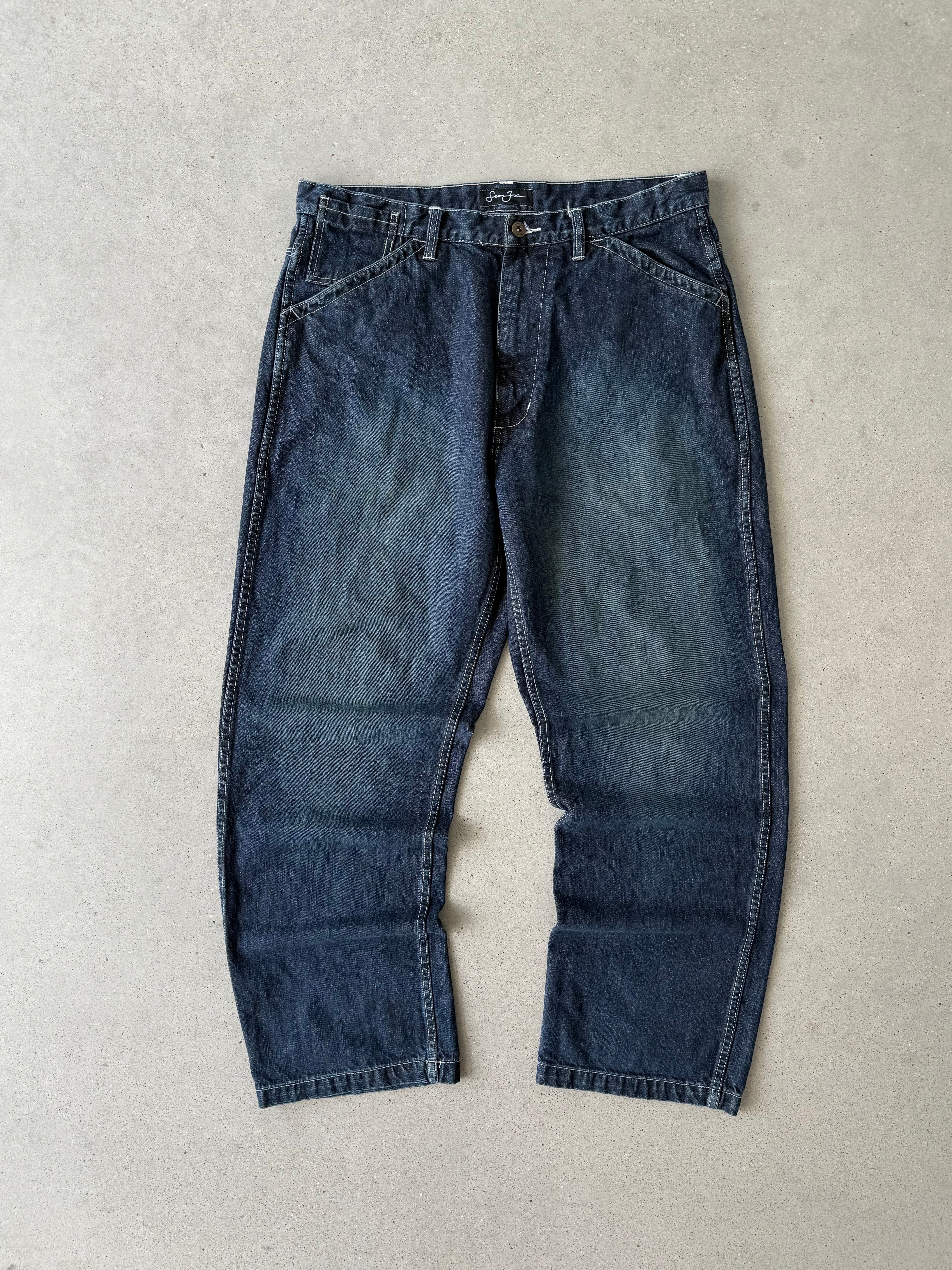 Vintage Y2K Sean John Reverse Denim Double Knees - 36x33