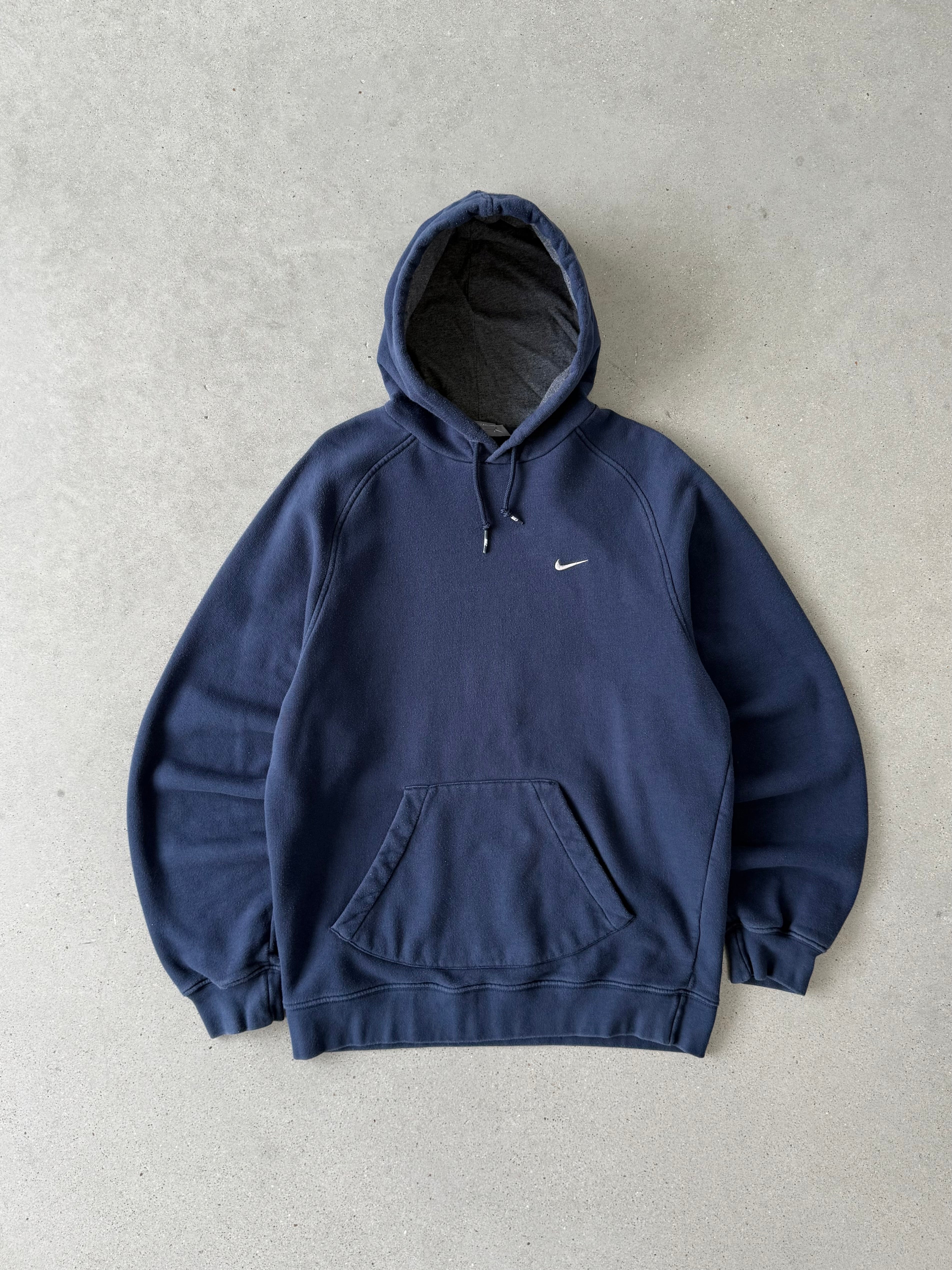 Vintage Nike Mini Swoosh Navy Hoodie - M