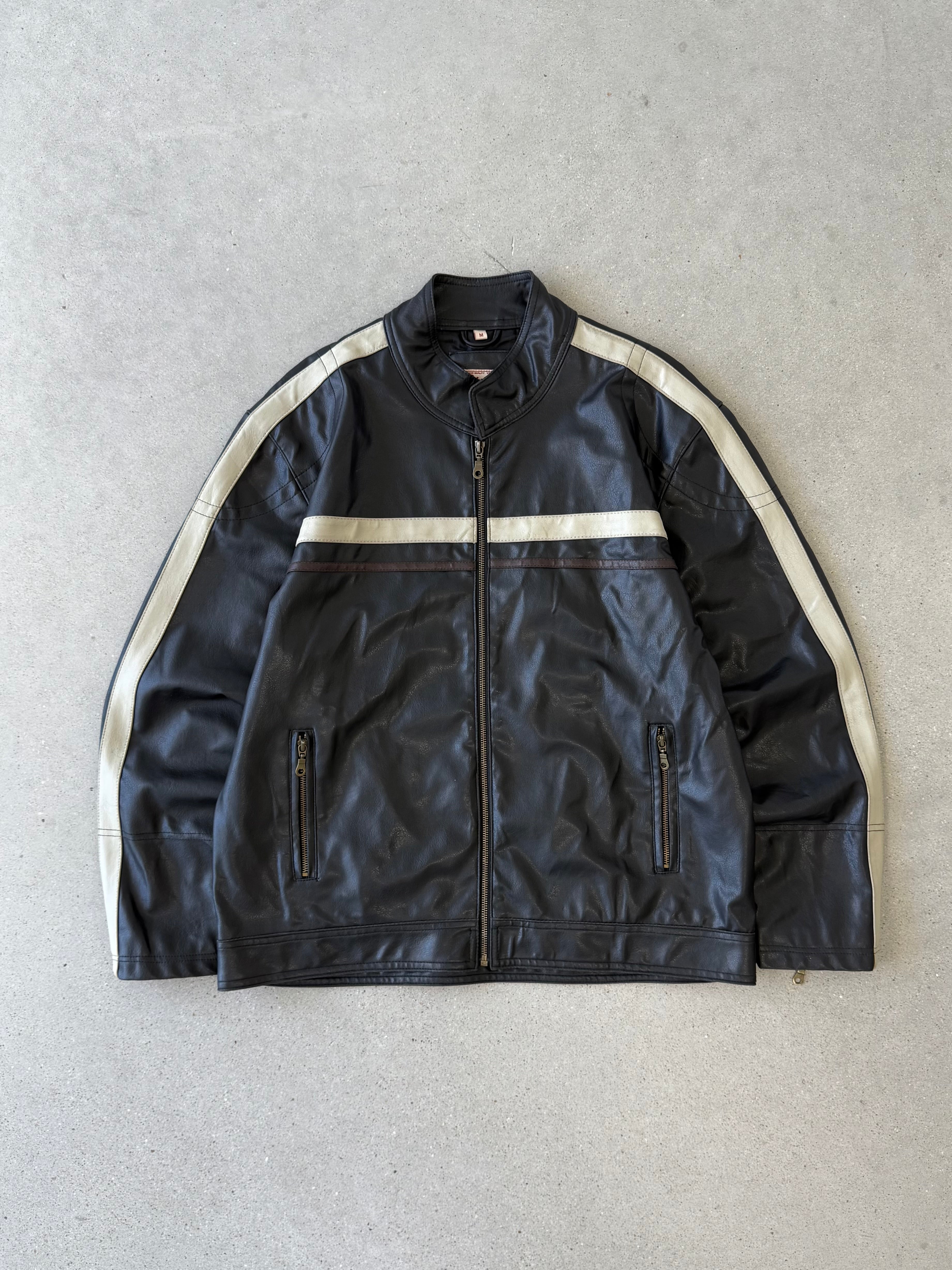 Vintage Point Zero Leather Racer Jacket - M