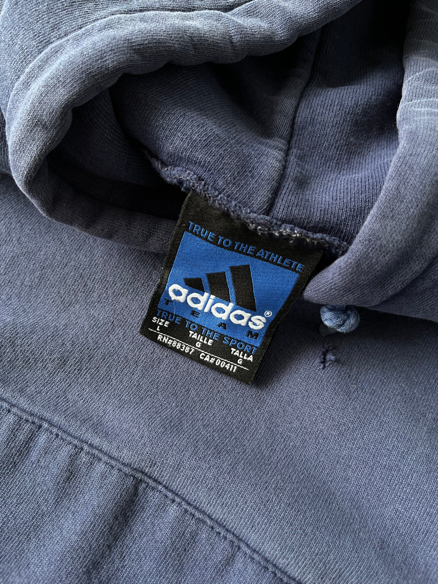 Vintage Adidas Center Stripes Hoodie - L