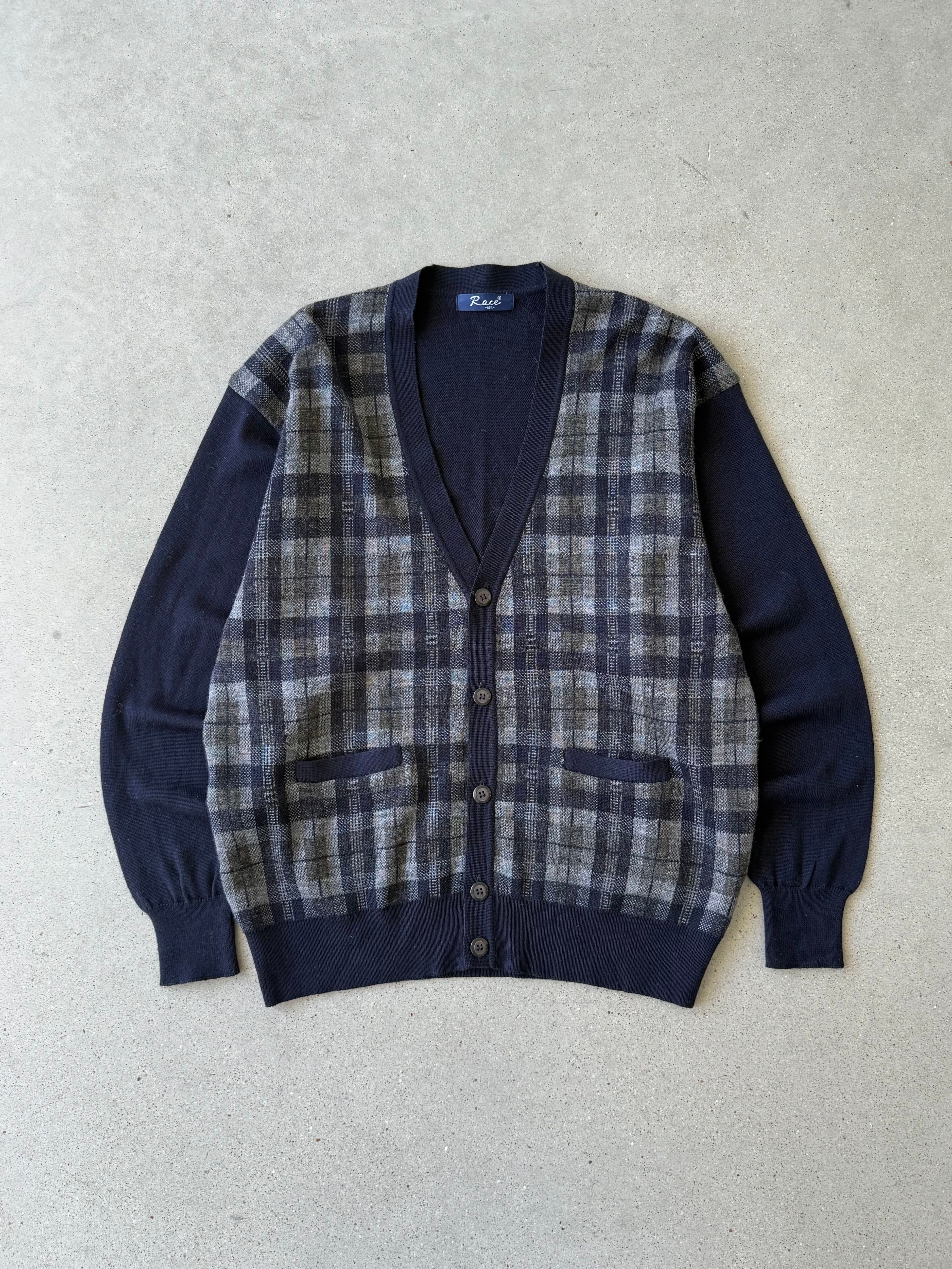 Vintage Race Plaid Cardigan - XL