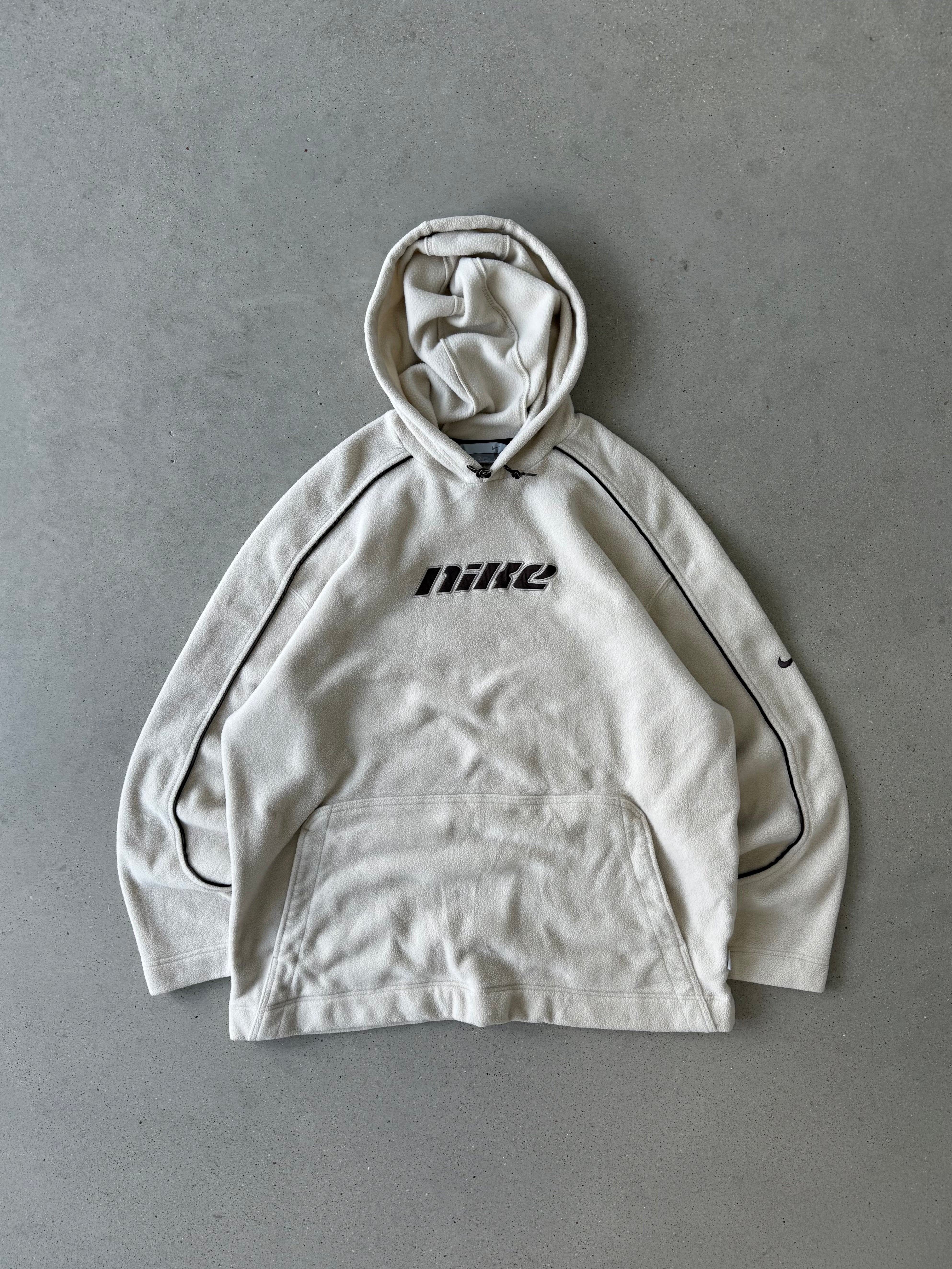 Vintage 2000s Nike Cream Fleece Hoodie - XXL