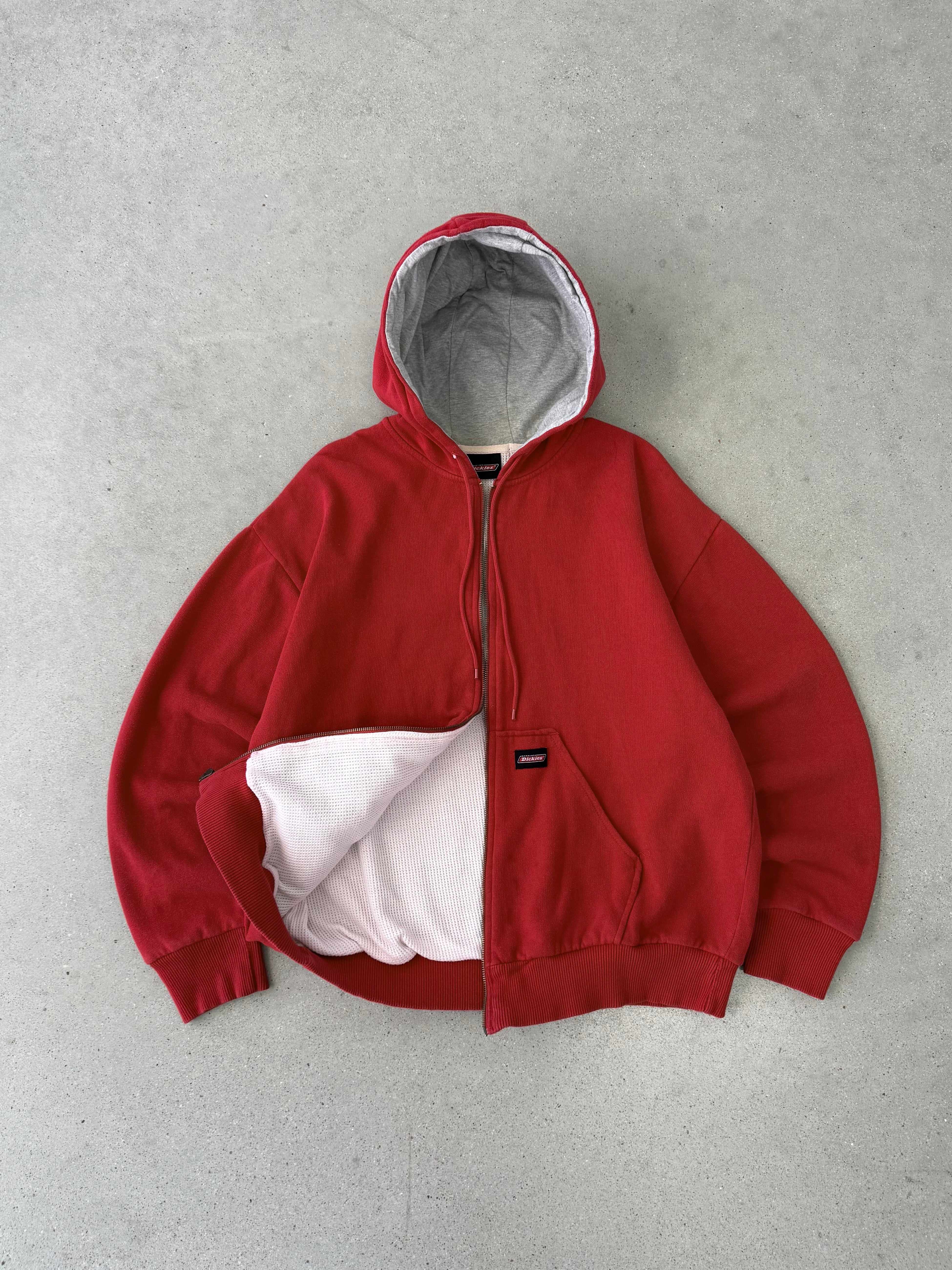 Vintage 90s Dickies Thermal Red Zip-up  - L