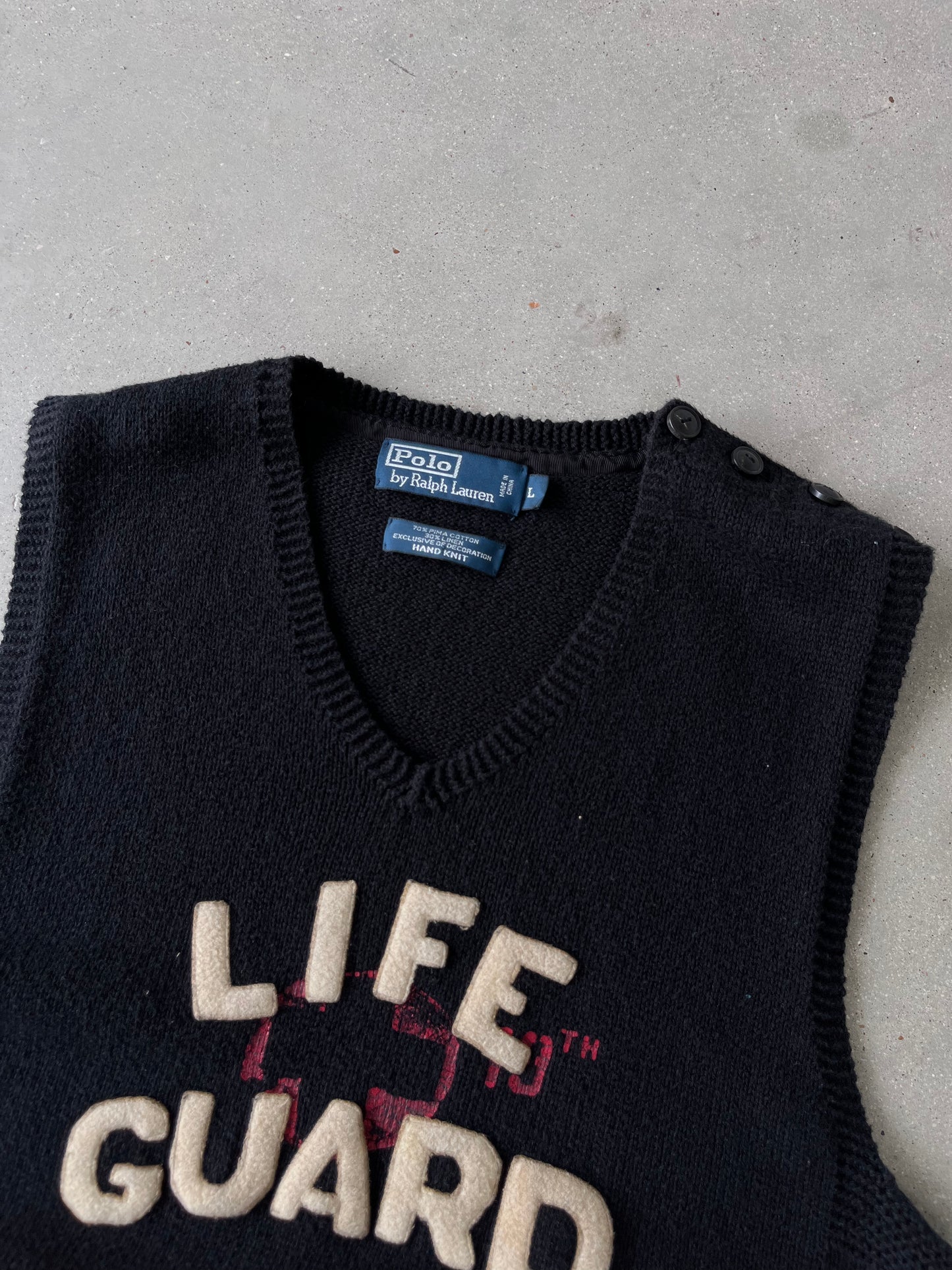 Vintage Y2K Polo Ralph Lauren "Life Guard" Knitted Vest - L