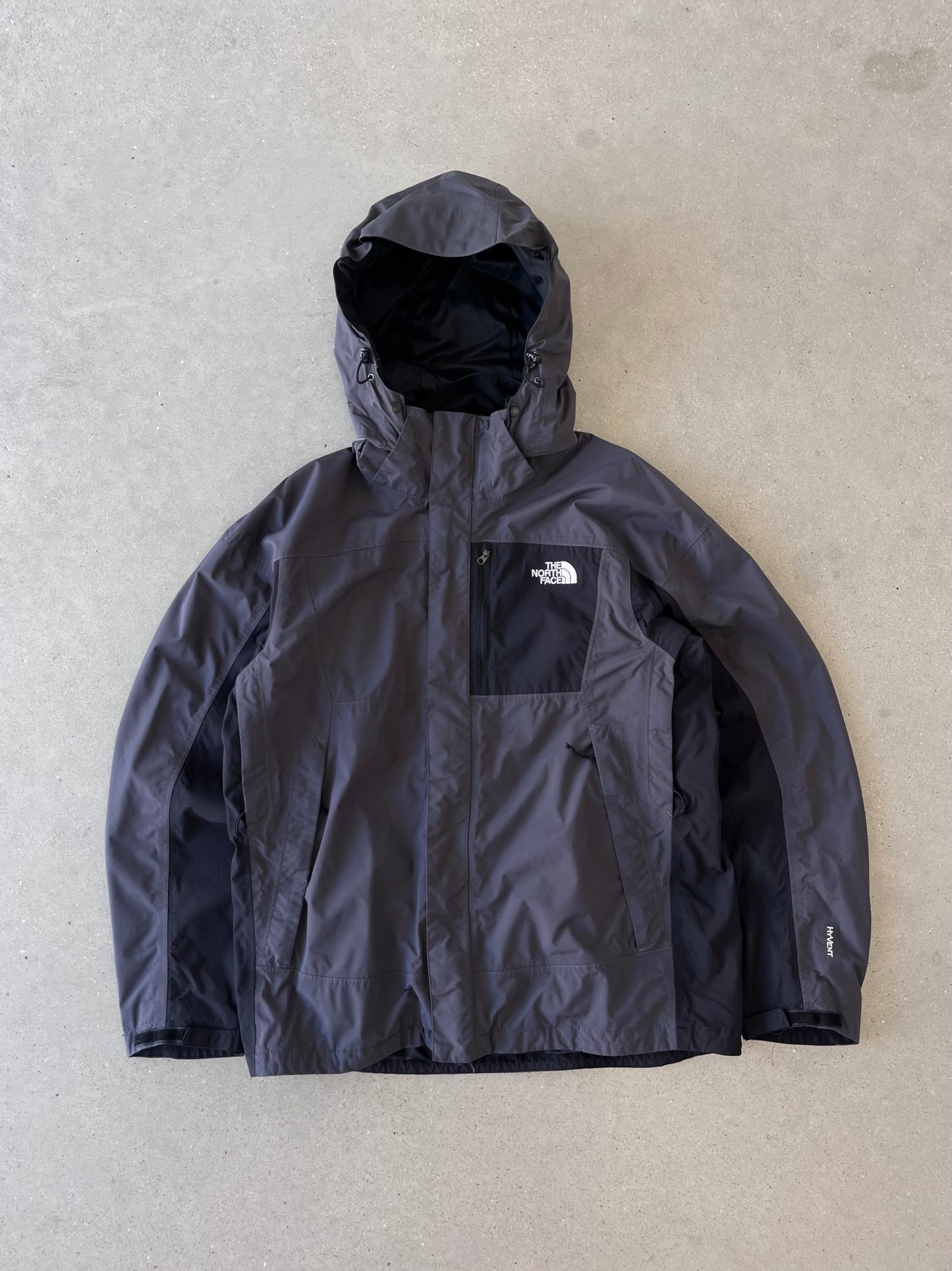 Vintage The North Face Gray/Black Hyvent Hooded Jacket - L