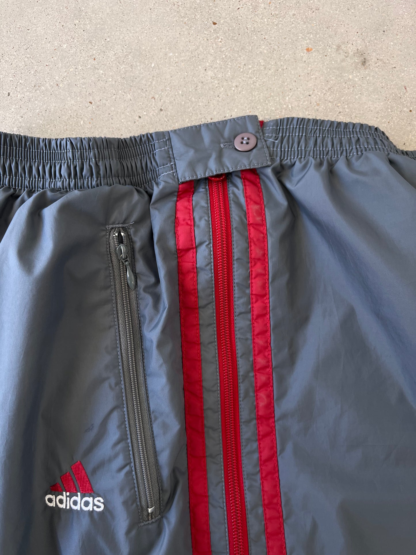 Vintage Adidas Grey/Red Track Pants - XL