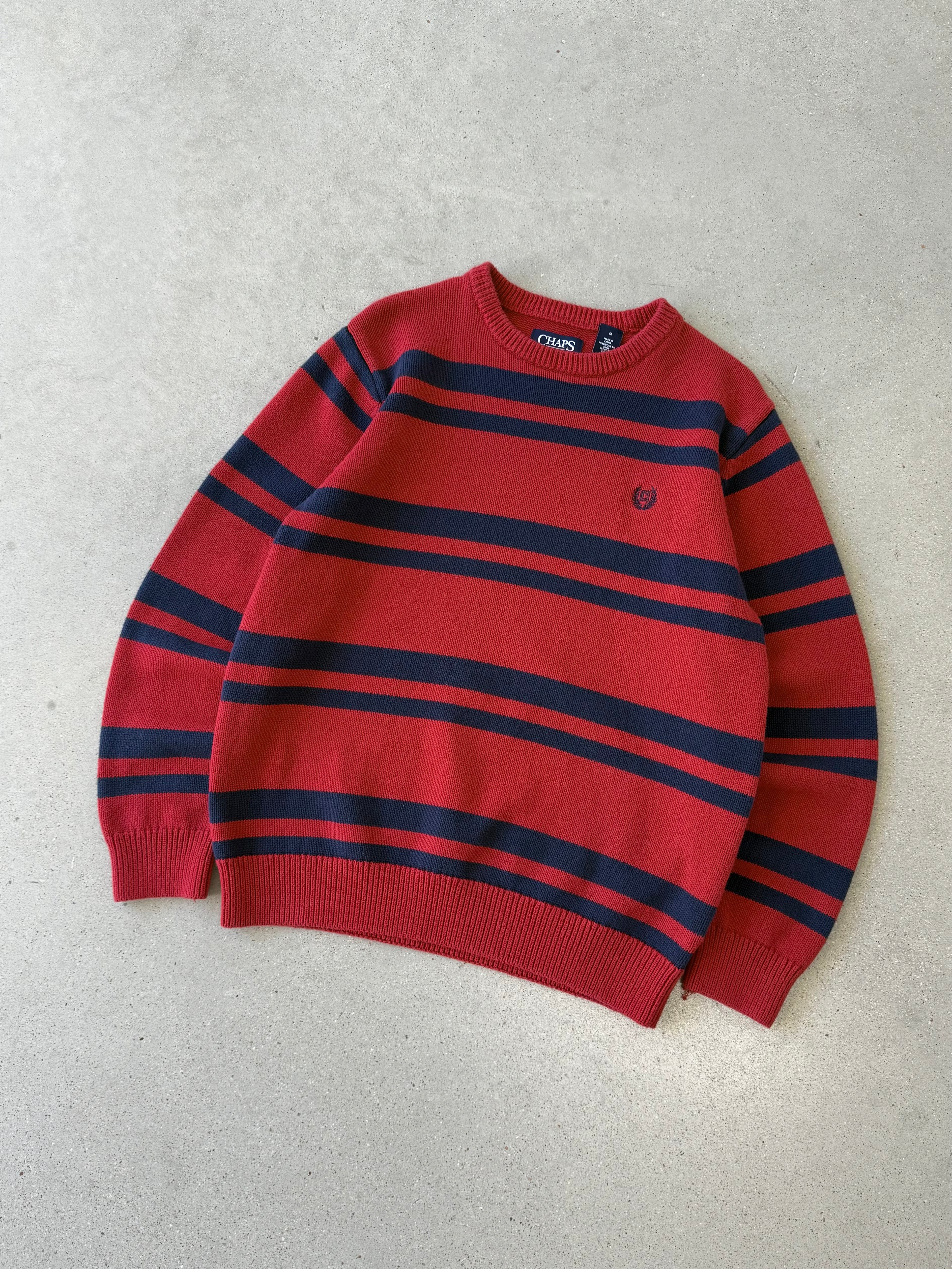 Vintage Chaps Red/Navy Striped Sweater - M