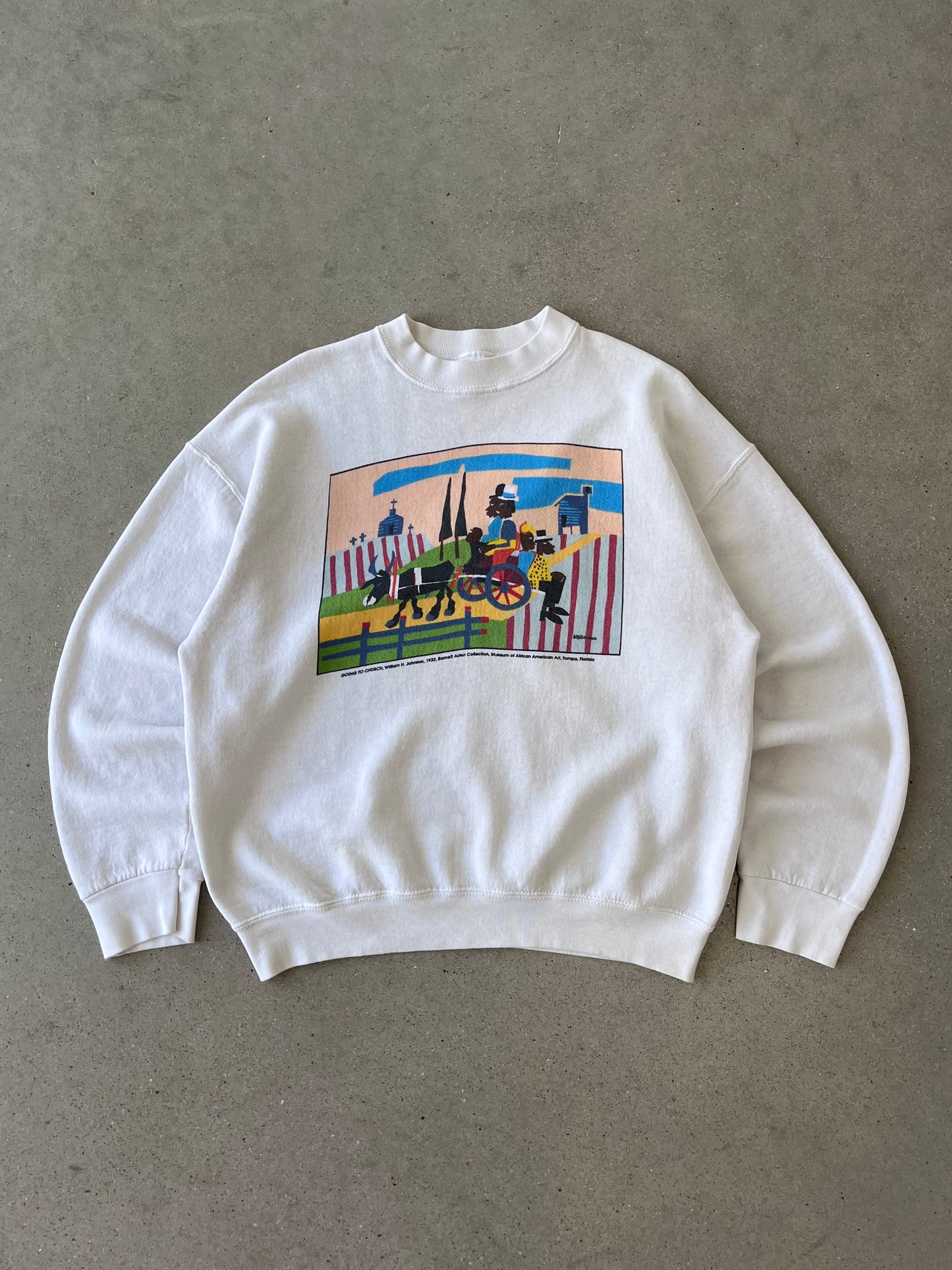 Vintage 90s 'GOING TO CHURCH' African American Art Crewneck - XL