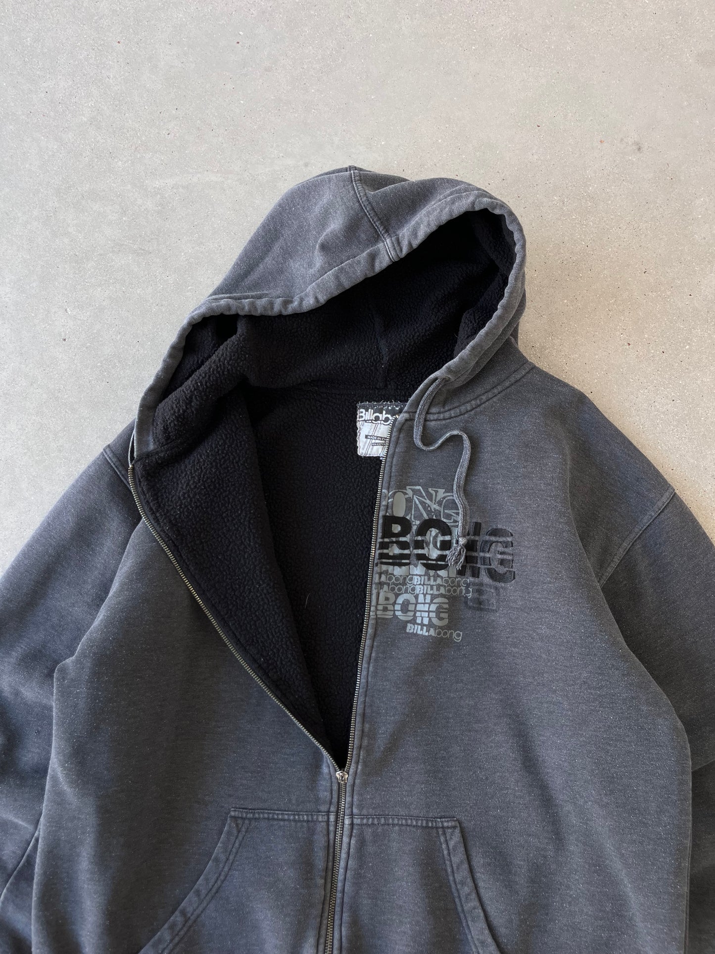 Vintage Y2K Billabong Sherpa-lined Zip-up Hoodie - L